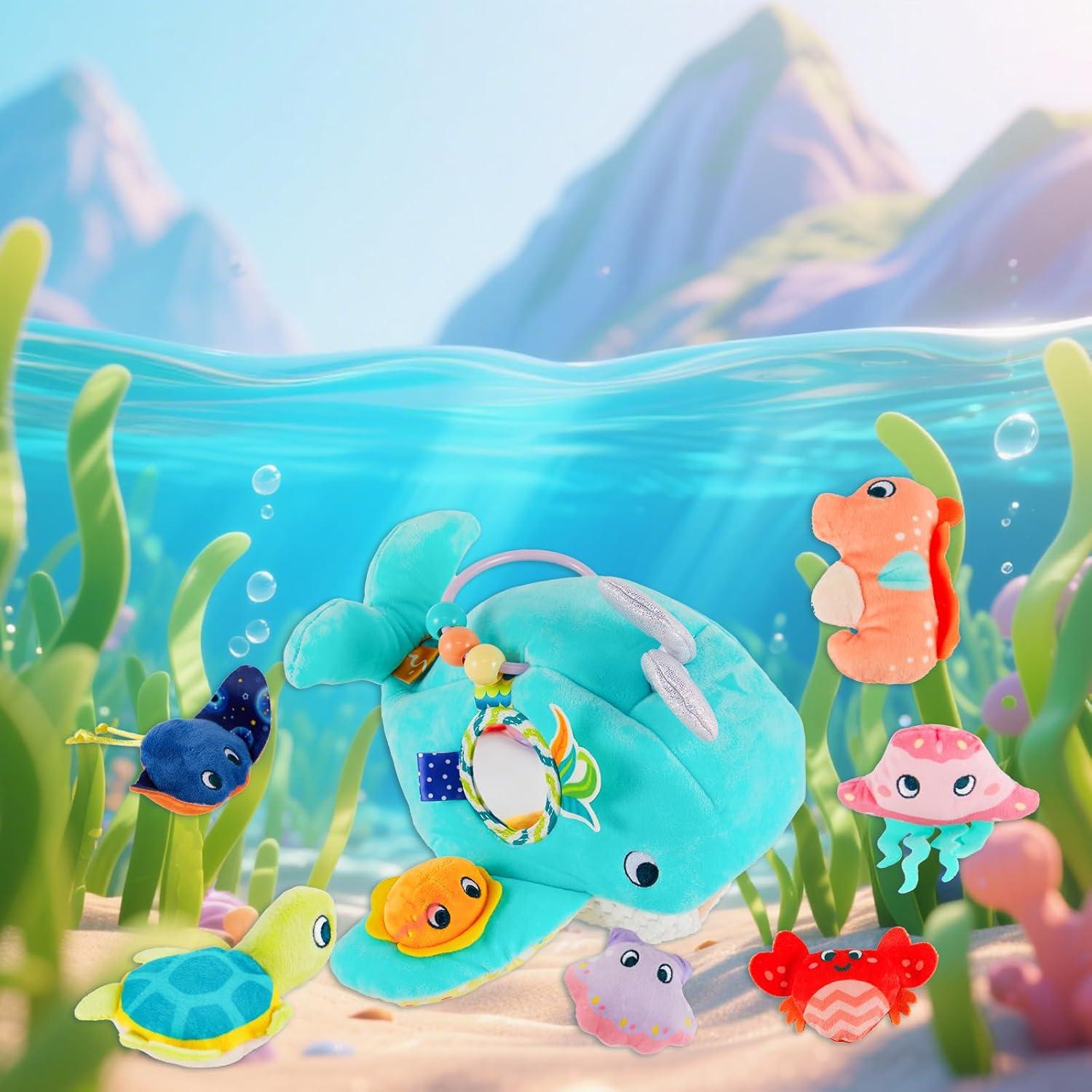 Juguete Sensorial Montessori Juivin Ballena Oceánica 6-12 Meses