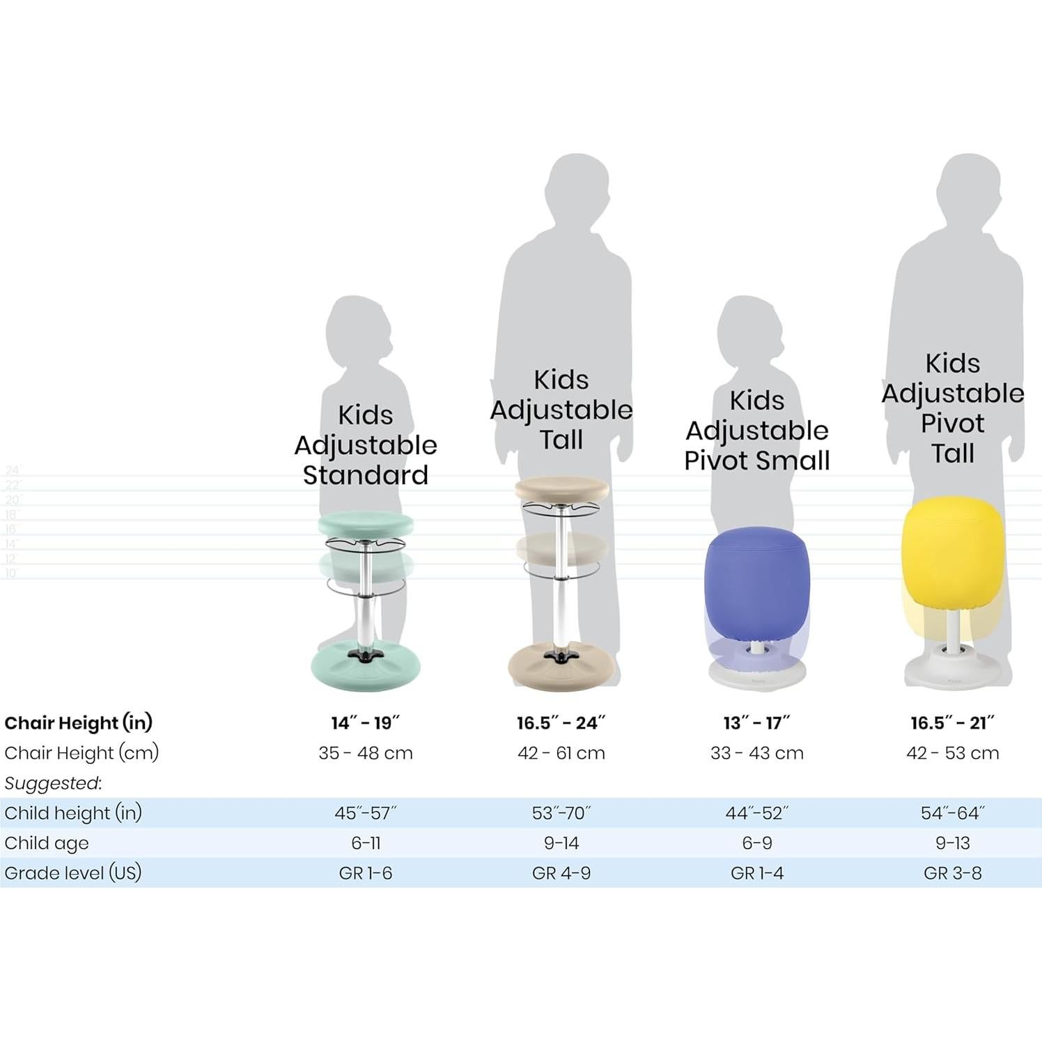 Taburete Pivote Ajustable KORE Design para Niños Azul 33-43 cm