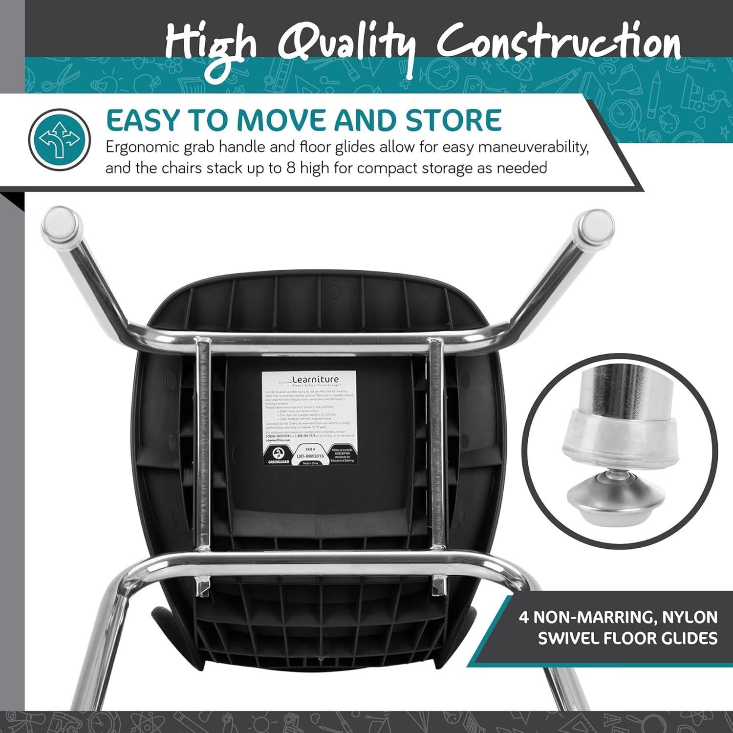 Silla Escolar Ergonómica Learniture Shapes Negra - Paquete de 4