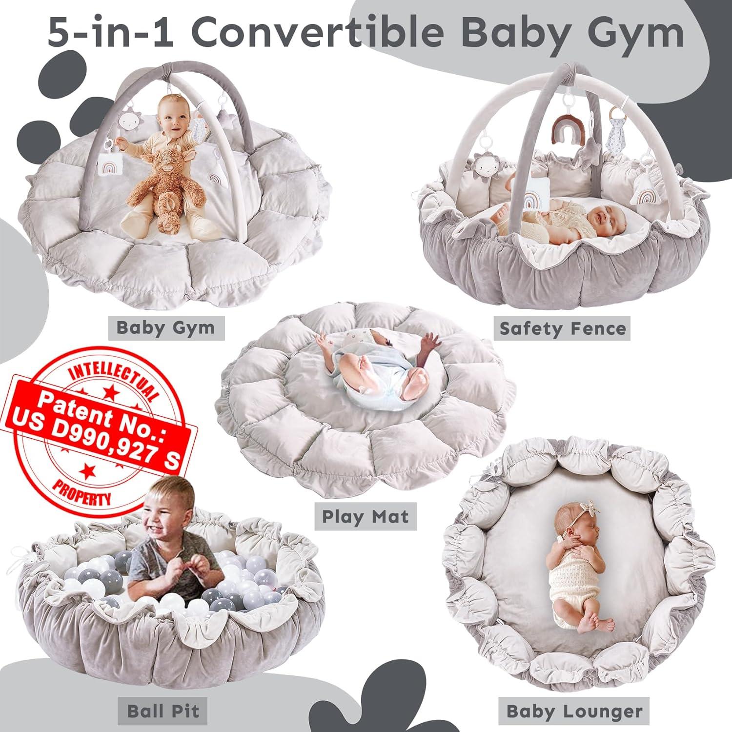Gimnasio de Juego 5 en 1 Cloudico - Alfombra para Bebés Gris