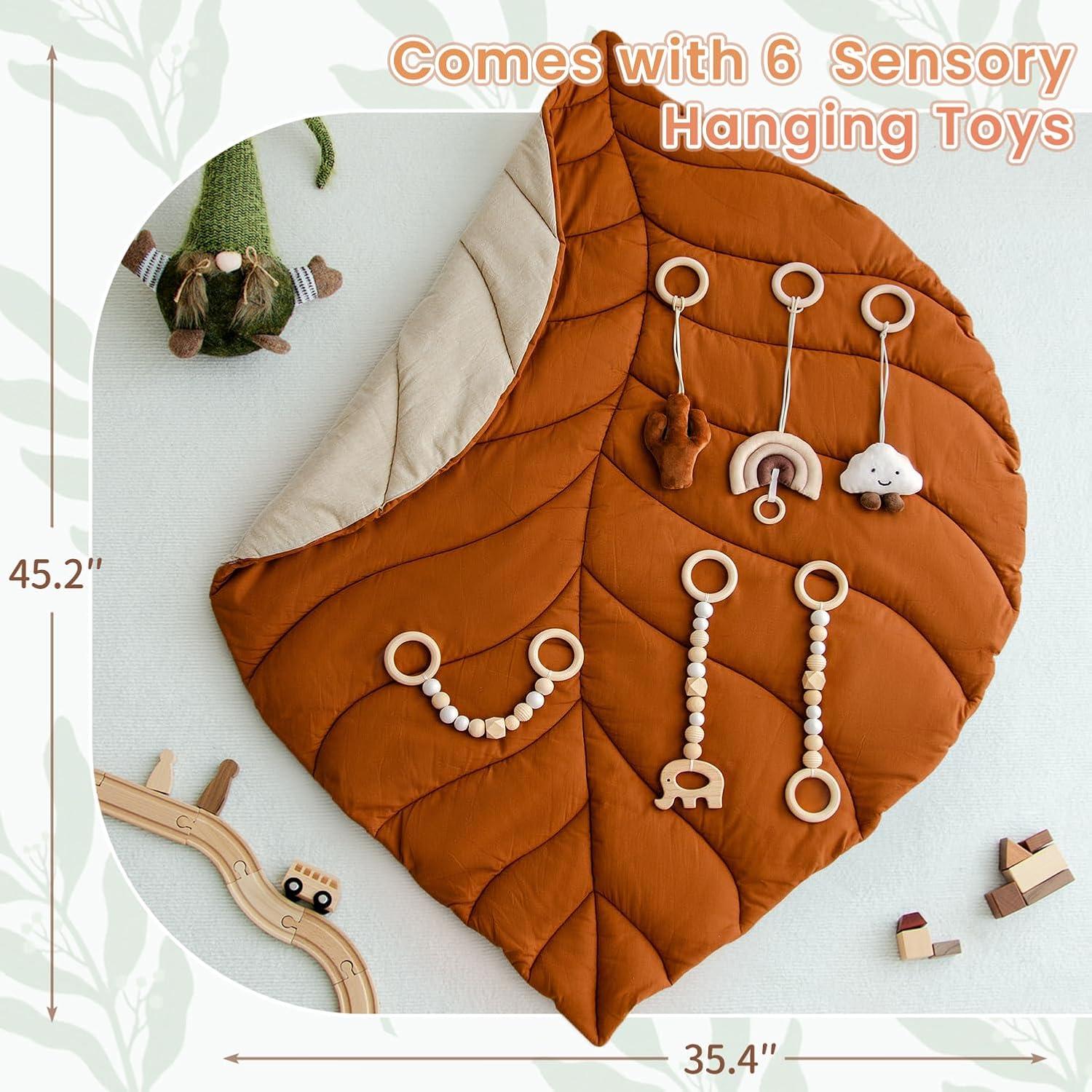 Gimnasio de Juego de Madera Razee para Bebés con Alfombra y Juguetes