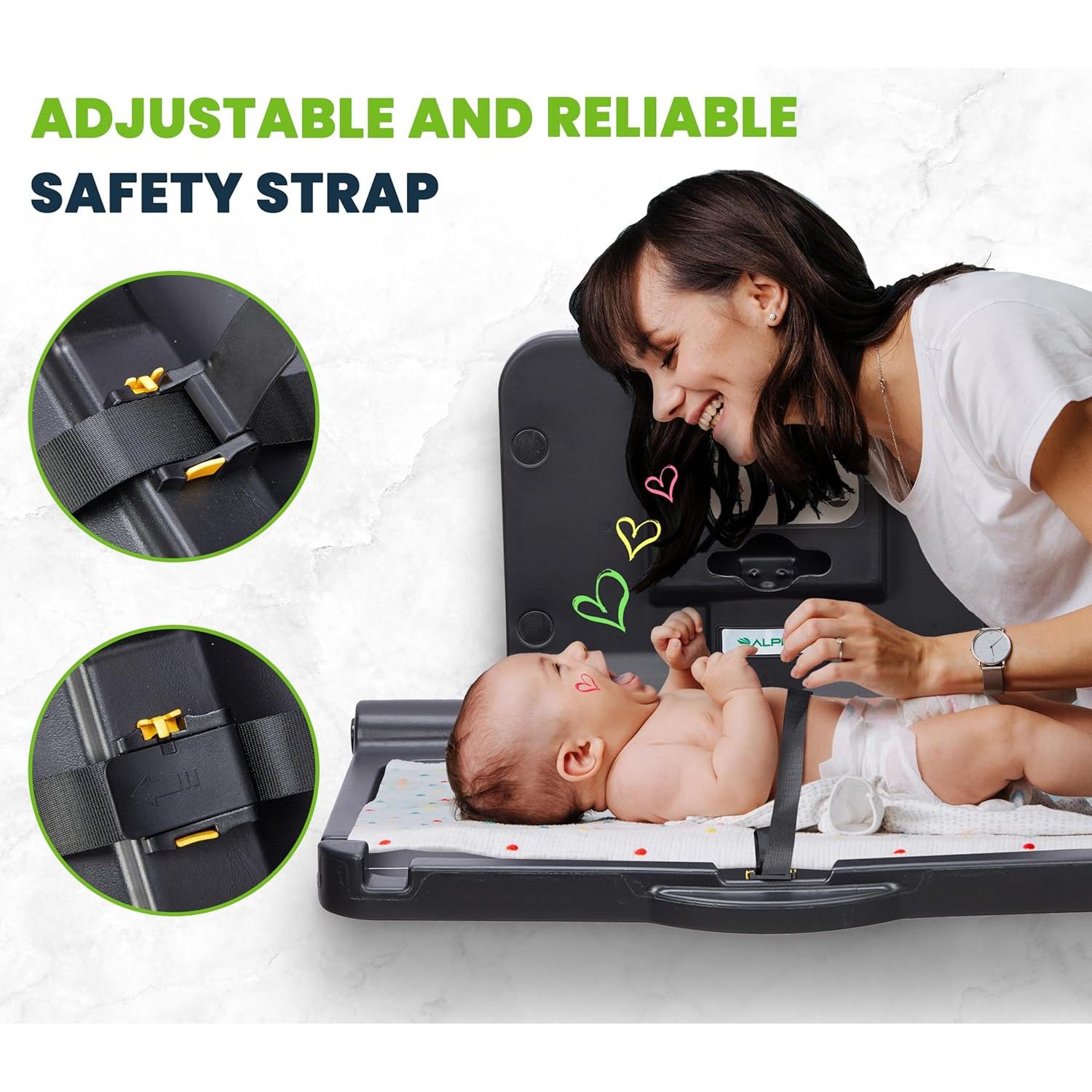 Mesa de Cambio de Bebé Plegable Alpine - Negro, 50.3x81.5 cm