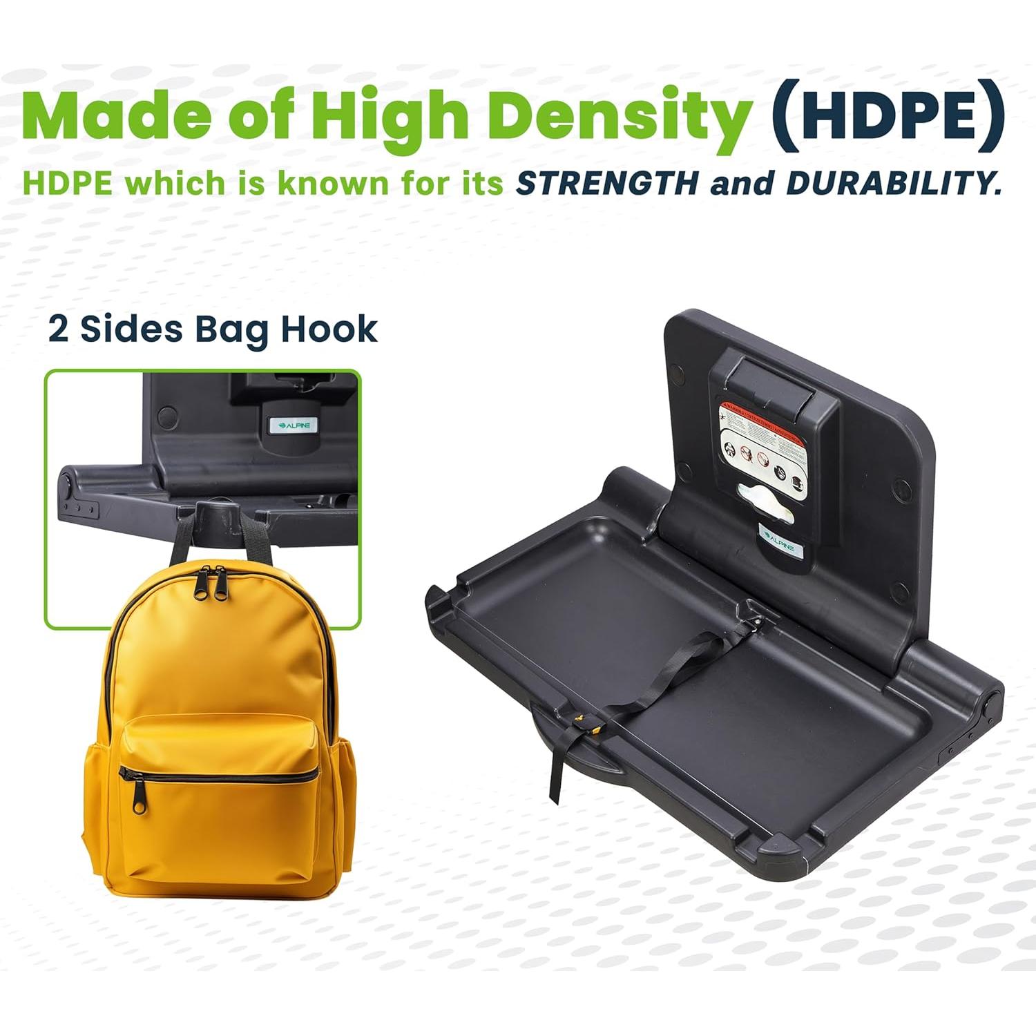 Mesa de Cambio de Bebé Plegable Alpine - Negro, 50.3x81.5 cm