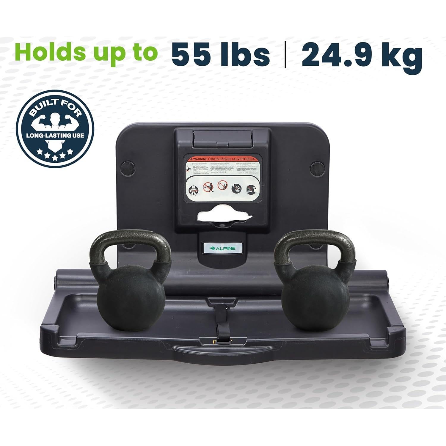 Mesa de Cambio de Bebé Plegable Alpine - Negro, 50.3x81.5 cm