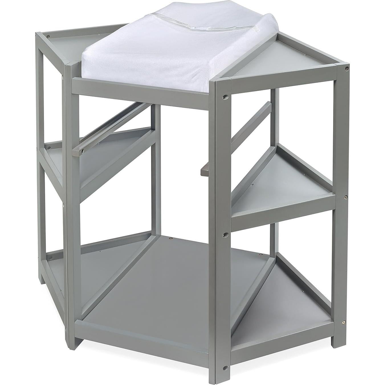 Mesa de Cambio para Bebés Badger Basket - Esquina Gris con Cesto