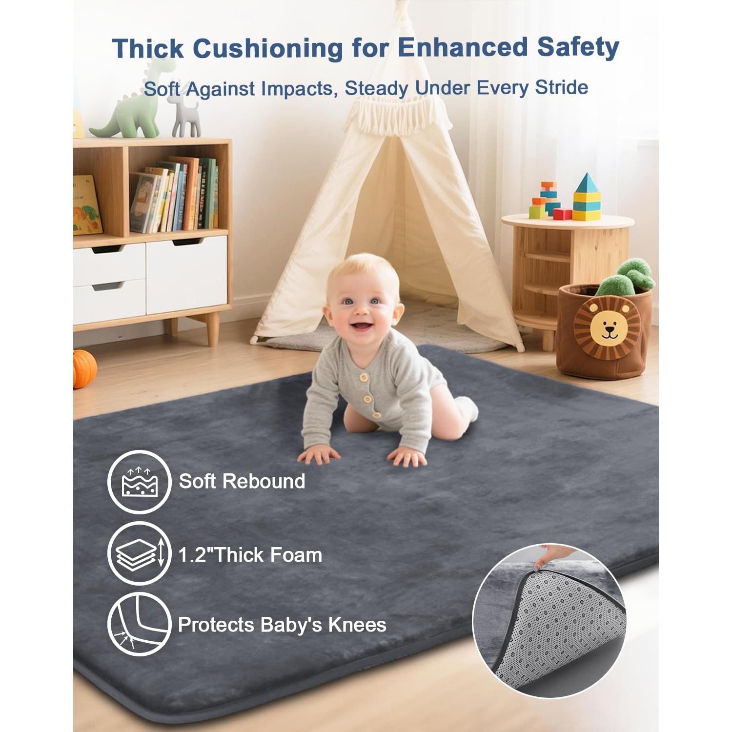 Alfombra de Juego Gruesa SEPARO 50x50 cm Antideslizante Gris