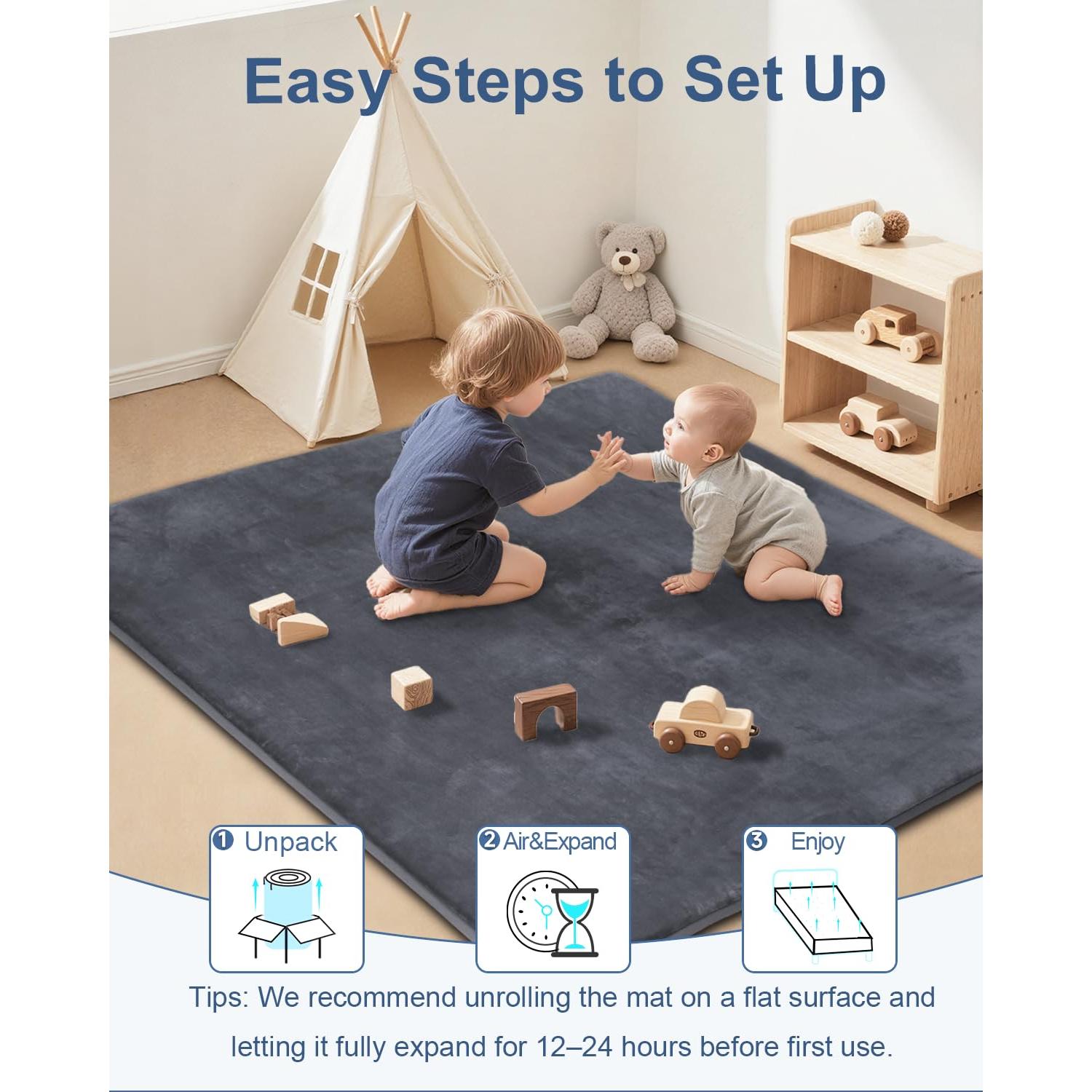 Alfombra de Juego Gruesa SEPARO 50x50 cm Antideslizante Gris