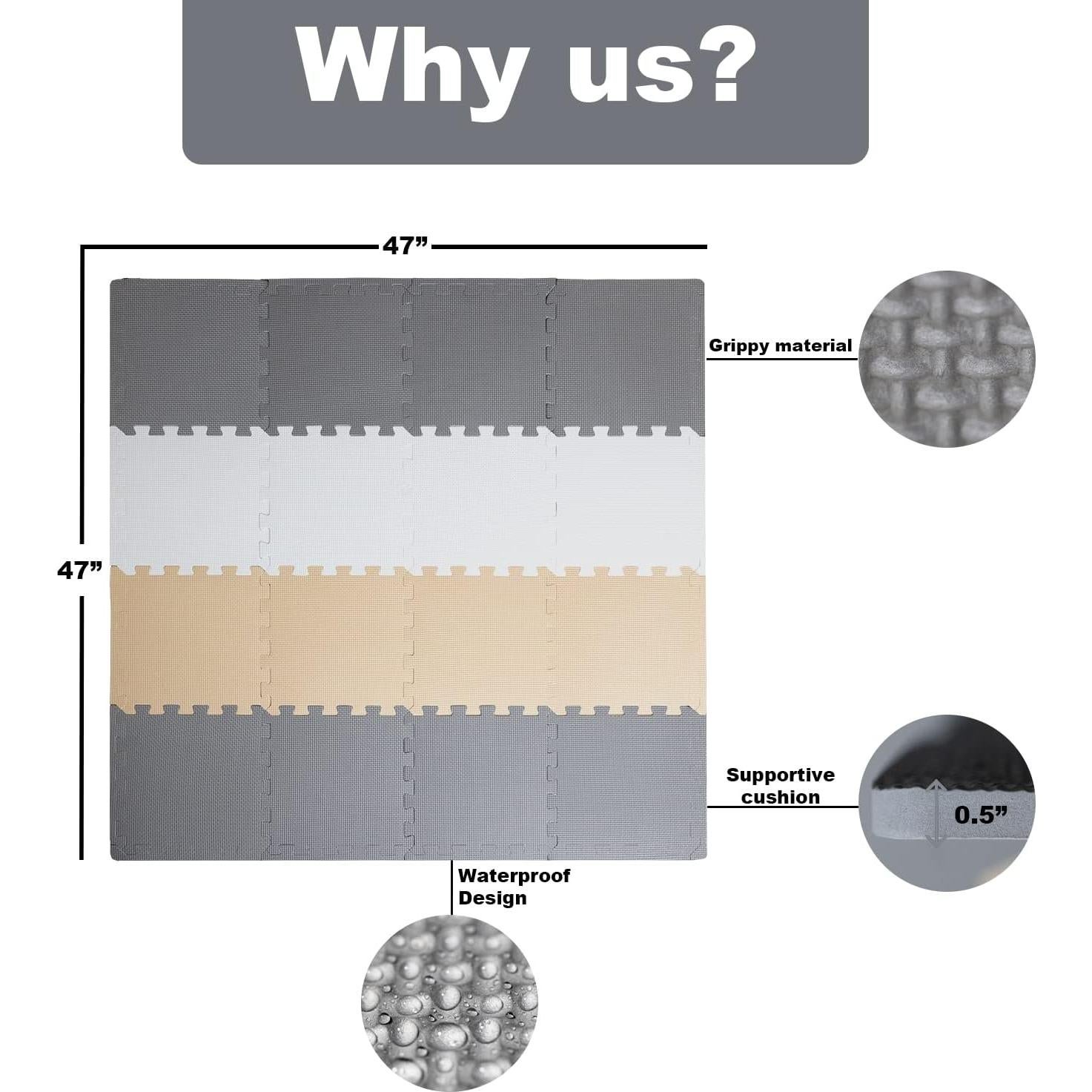 Mats de Juego de Espuma Suave Angels 32 Pcs 1.48 m² No Tóxicos