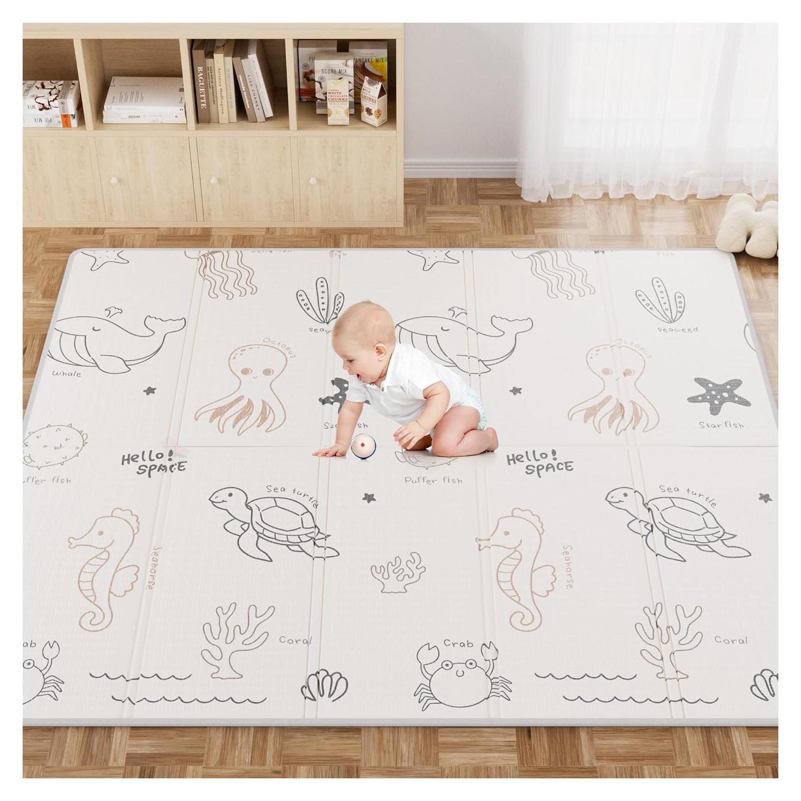 Alfombra de Juego para Bebés QZ03 150x150 cm Reversible Antideslizante