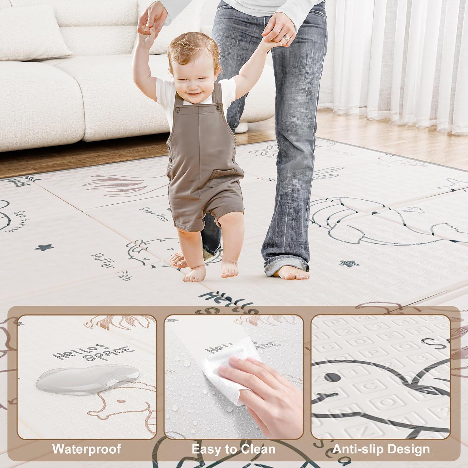 Alfombra de Juego para Bebés QZ03 150x150 cm Reversible Antideslizante