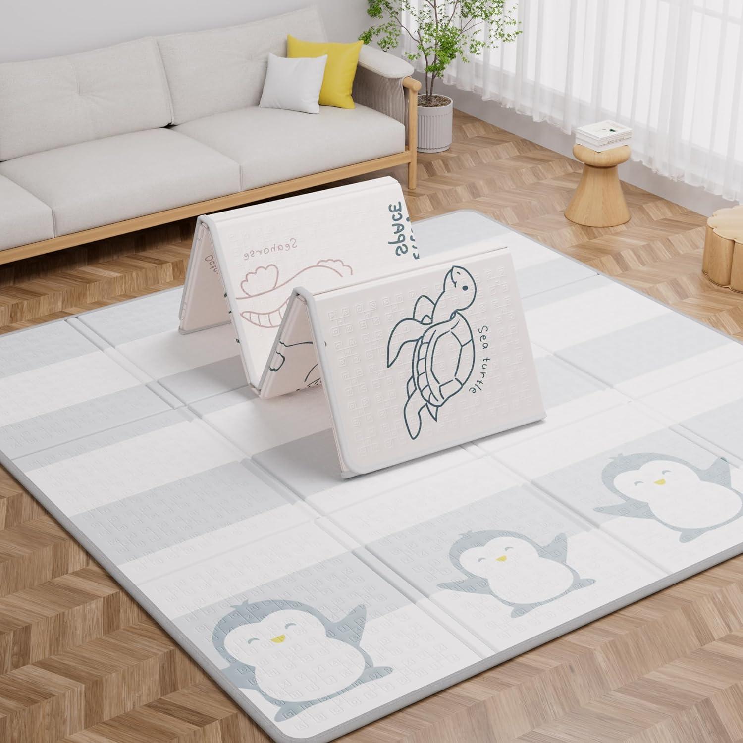 Alfombra de Juego para Bebés QZ03 150x150 cm Reversible Antideslizante