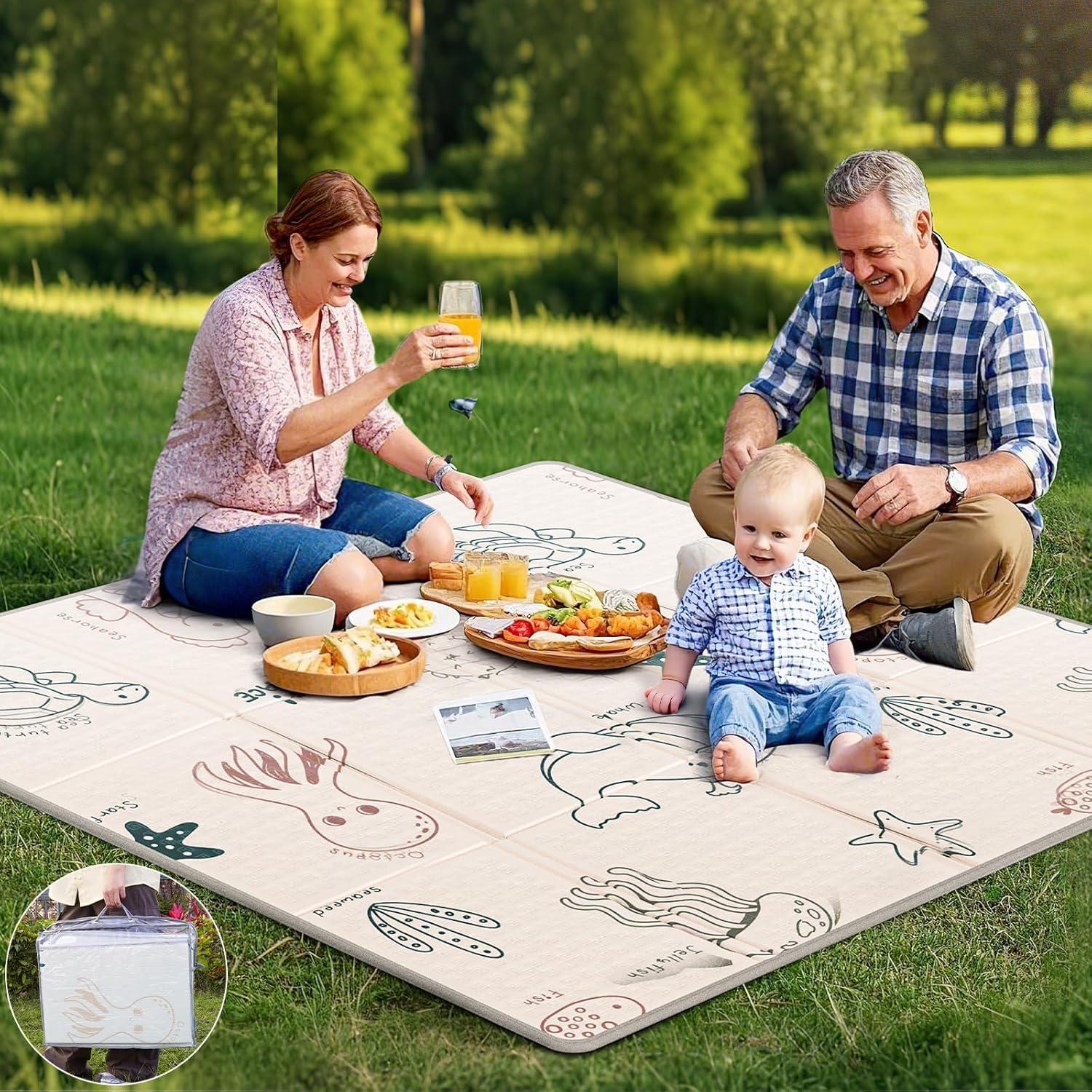 Alfombra de Juego para Bebés QZ03 150x150 cm Reversible Antideslizante