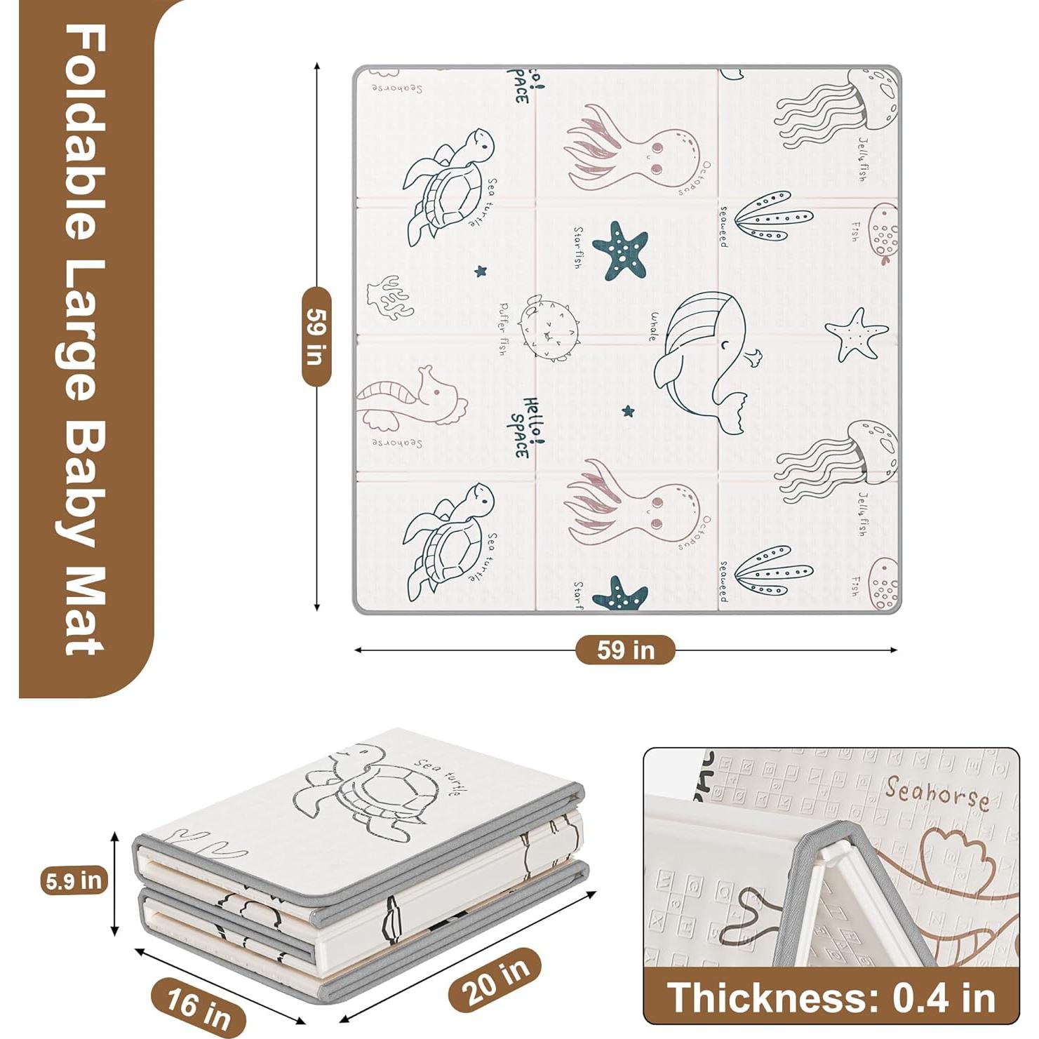 Alfombra de Juego para Bebés QZ03 150x150 cm Reversible Antideslizante