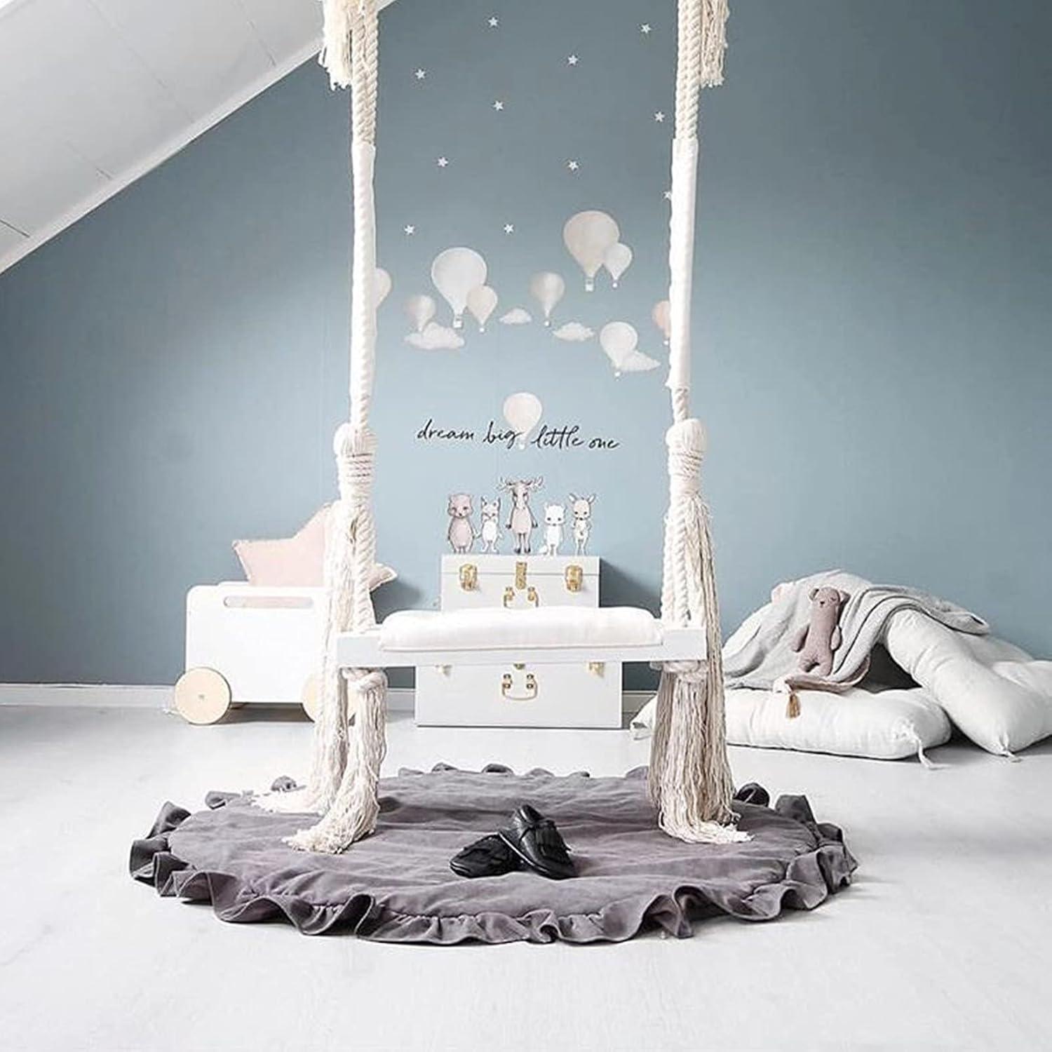 Alfombra de Juego Redonda ABREEZE Algodón 1.0m Gris Claro