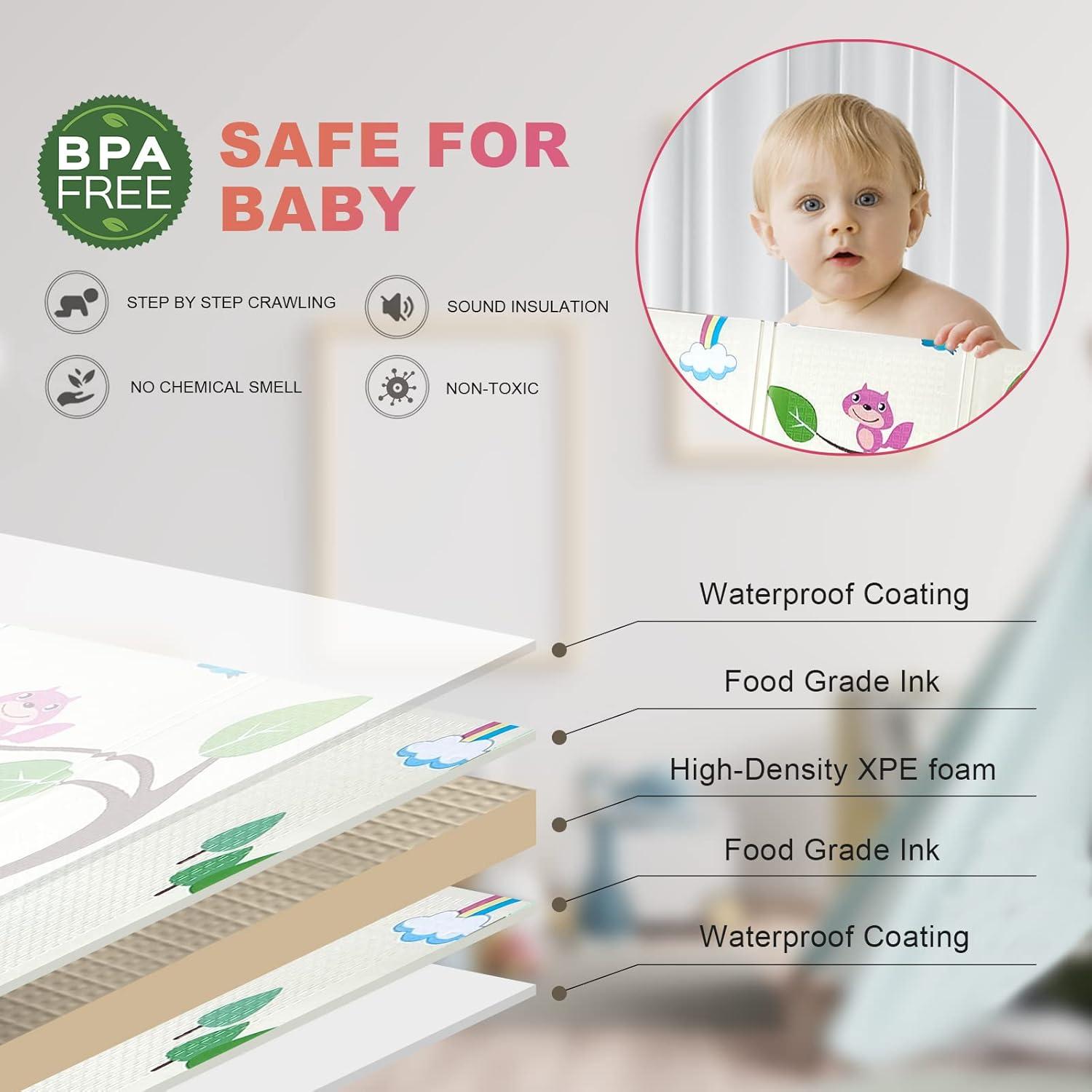 Alfombra de Juego para Bebés Mergren 200x180 cm Antideslizante