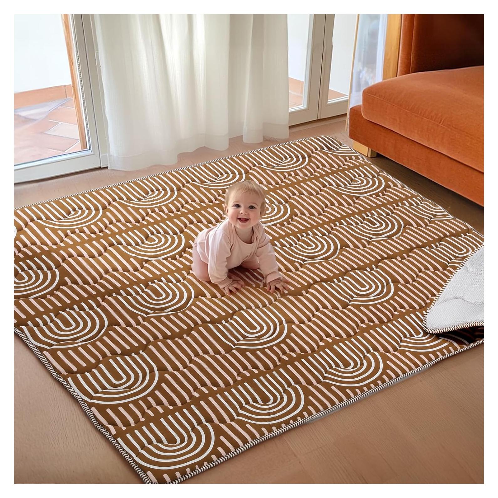 Alfombra de Juego para Bebés Marrón 180x150cm Antideslizante