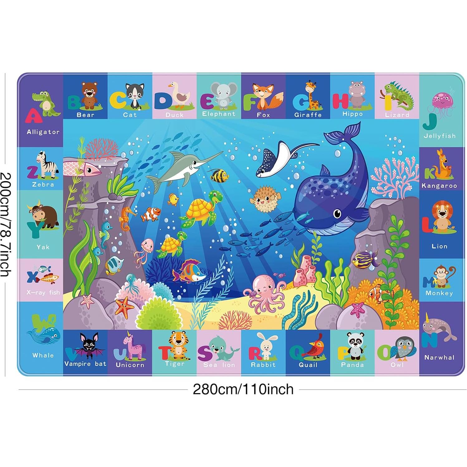 Alfombra de Juego LTKOUGFAM 2.01x2.79m Animales ABC Antideslizante