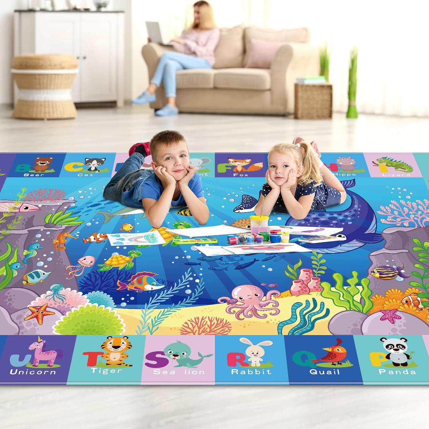 Alfombra de Juego LTKOUGFAM 2.01x2.79m Animales ABC Antideslizante