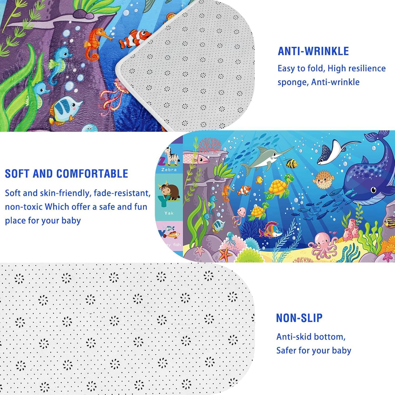 Alfombra de Juego LTKOUGFAM 2.01x2.79m Animales ABC Antideslizante