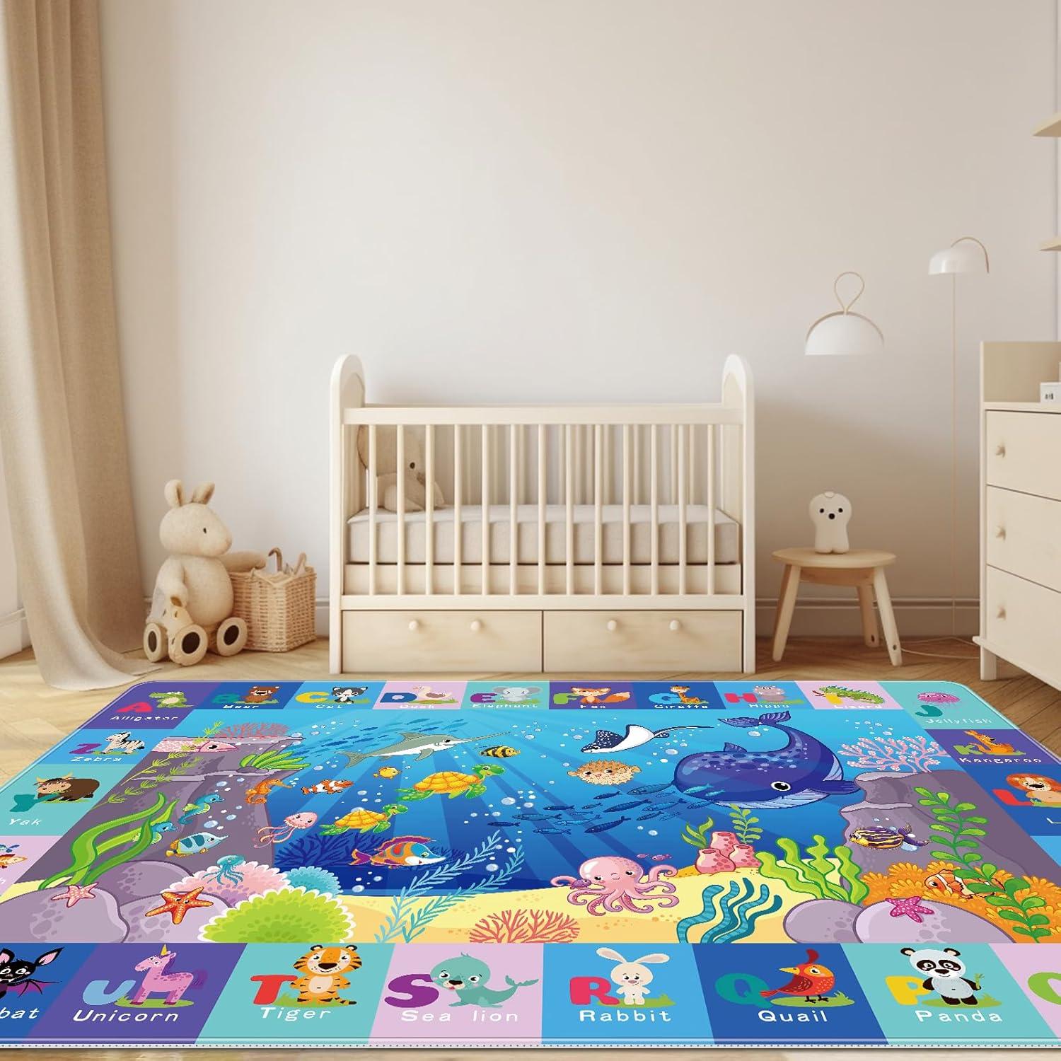 Alfombra de Juego LTKOUGFAM 2.01x2.79m Animales ABC Antideslizante