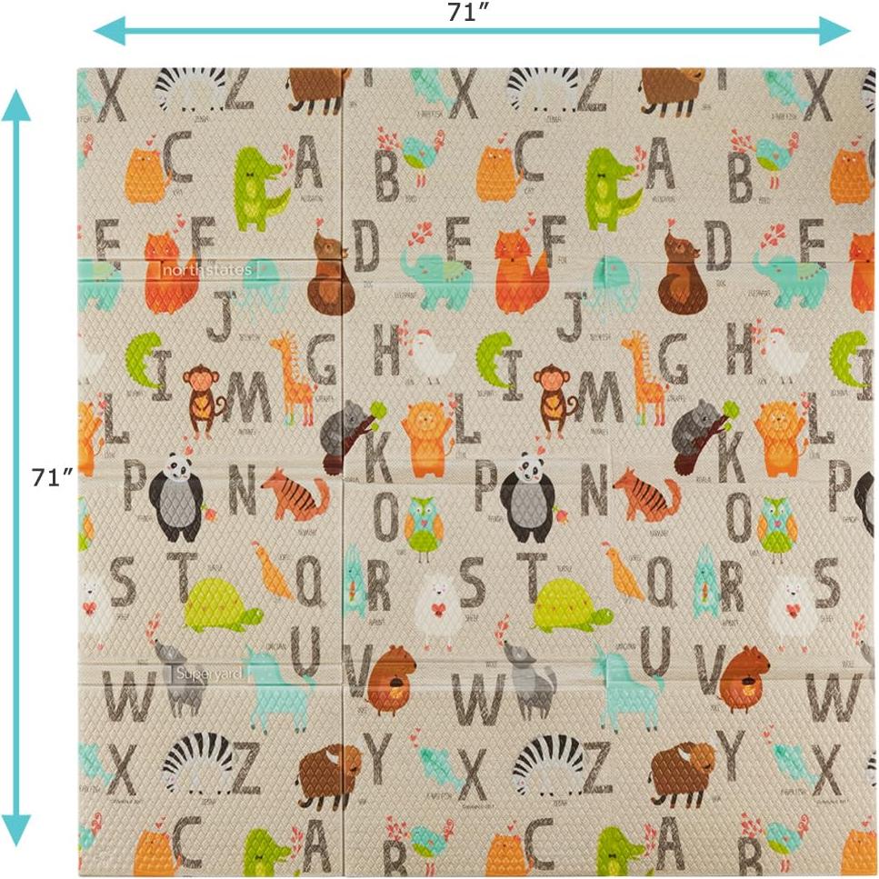 Alfombra de Juego Plegable Toddleroo ABC 180x180 cm - Segura y Resistente al Agua