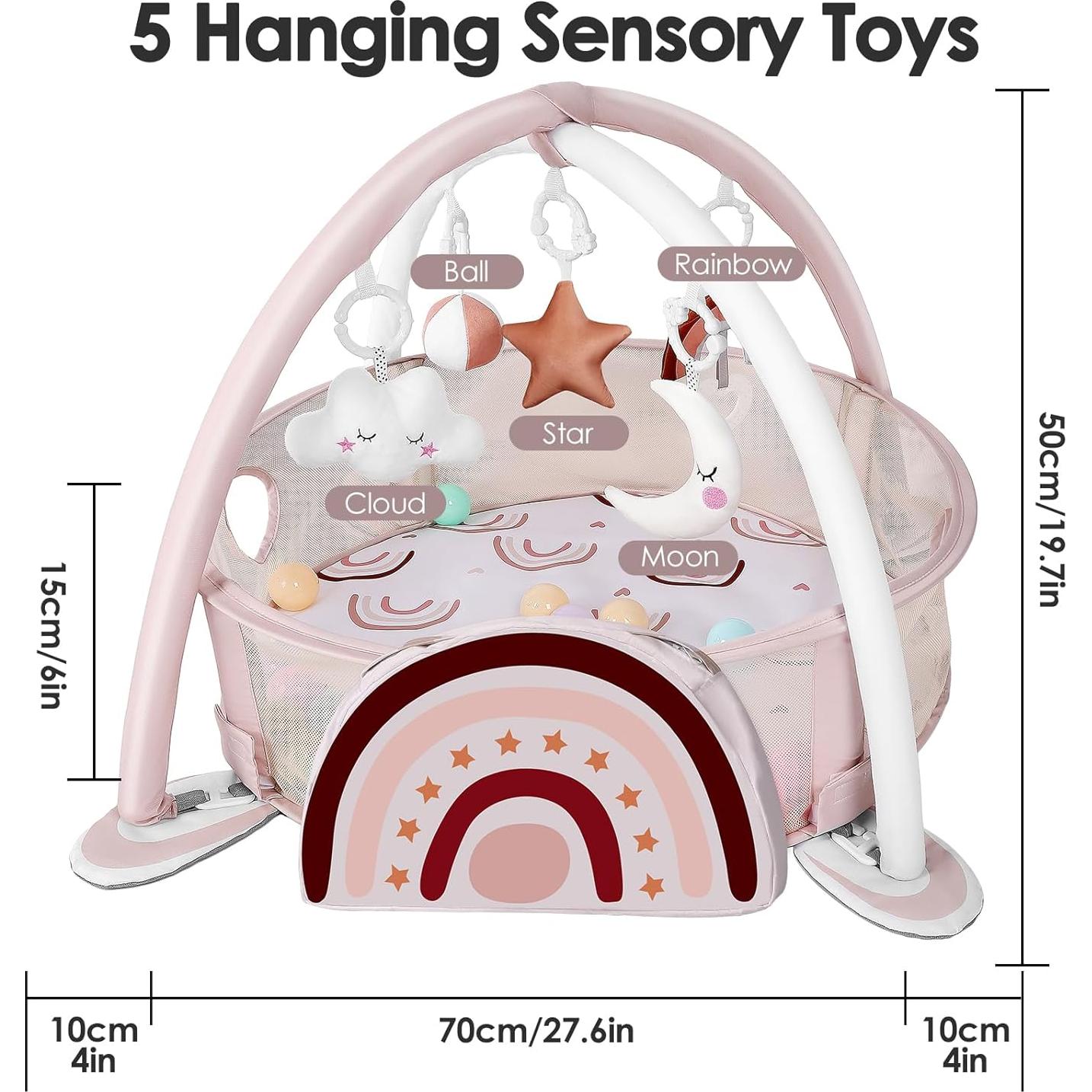 Alfombra de Juego 4-en-1 DEARLOMUM Arcoíris con 30 Pelotas