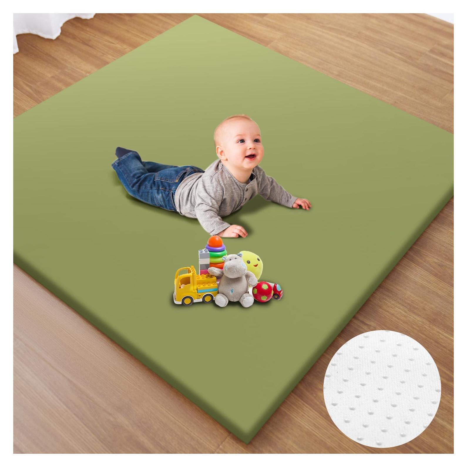 Alfombra de Juego para Bebés ANHUI - Cuero Vegano Verde, Impermeable