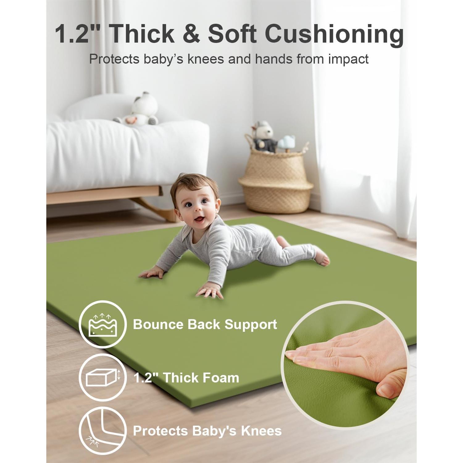 Alfombra de Juego para Bebés ANHUI - Cuero Vegano Verde, Impermeable