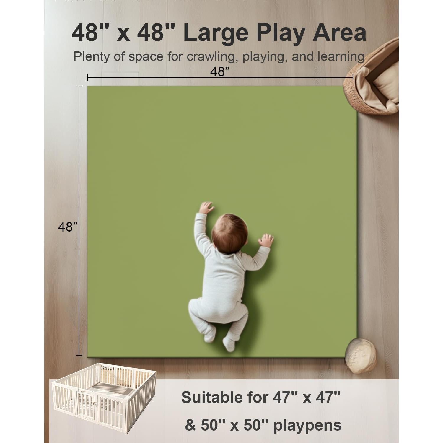 Alfombra de Juego para Bebés ANHUI - Cuero Vegano Verde, Impermeable