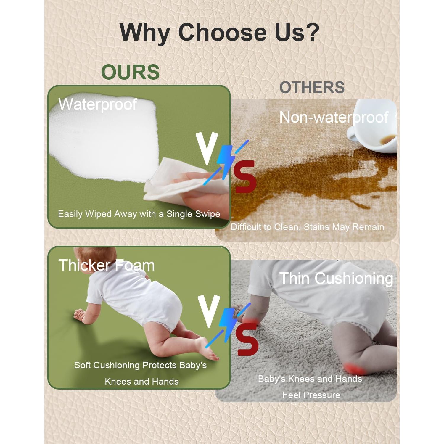 Alfombra de Juego para Bebés ANHUI - Cuero Vegano Verde, Impermeable