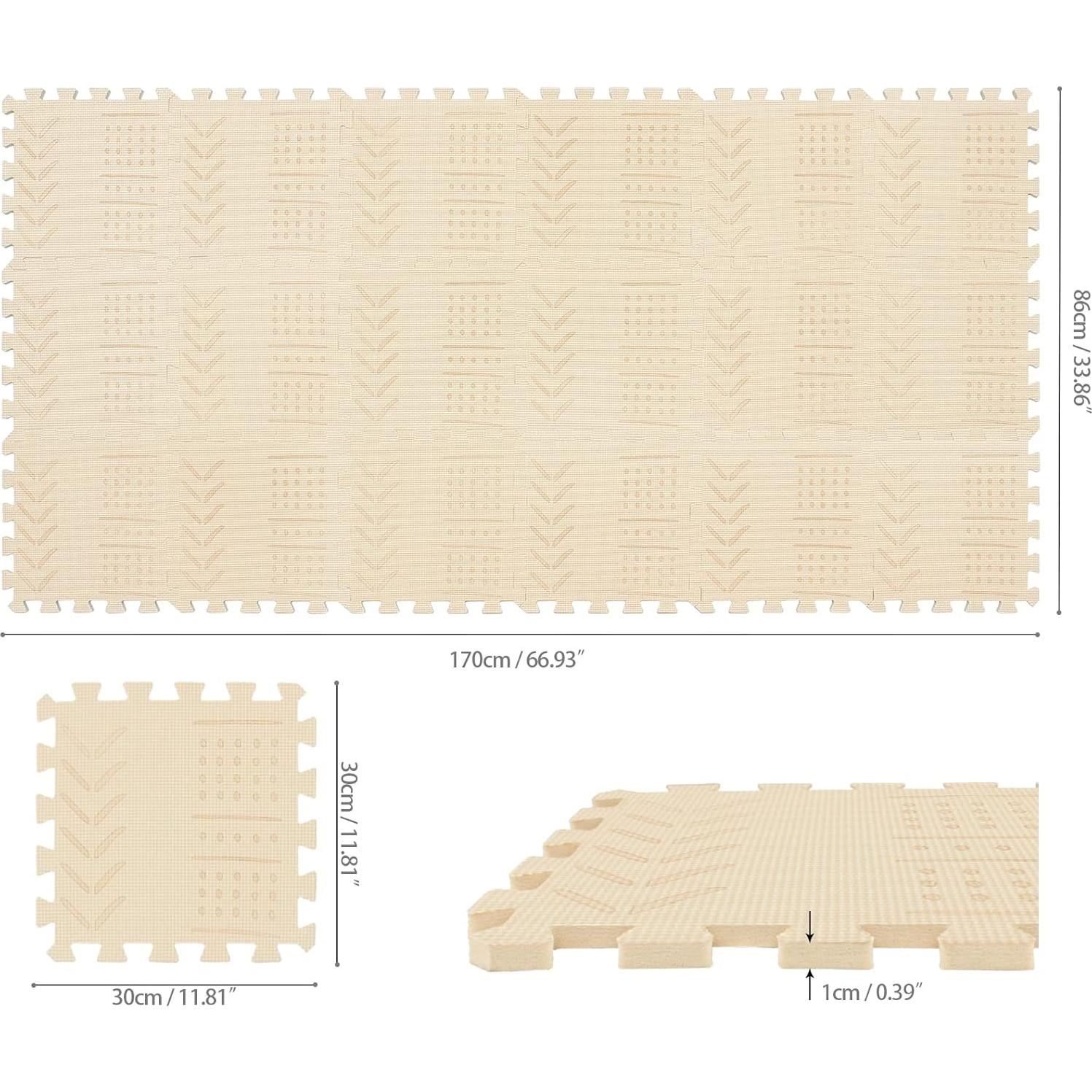 Alfombra de Juego Interconectable qqpp EVA 18 Azulejos Beige