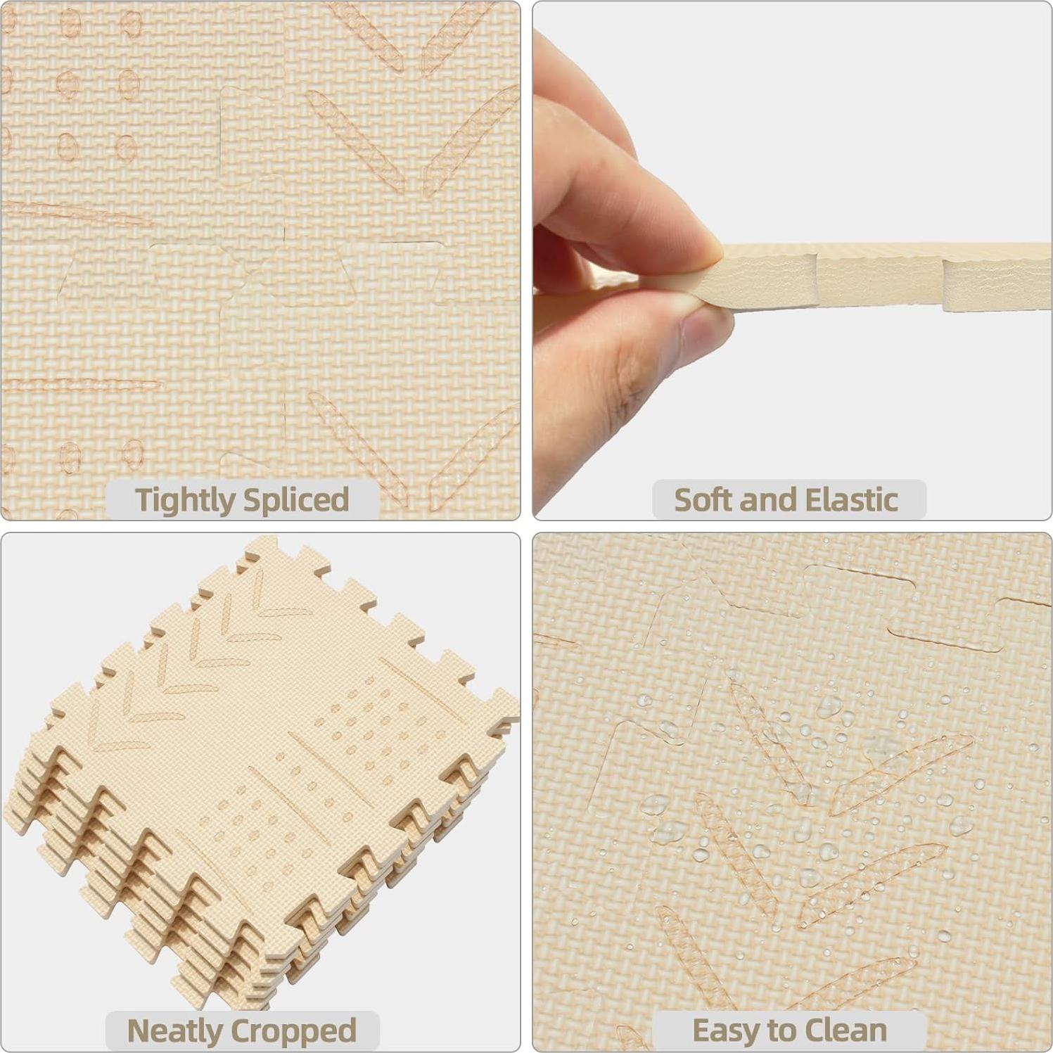 Alfombra de Juego Interconectable qqpp EVA 18 Azulejos Beige