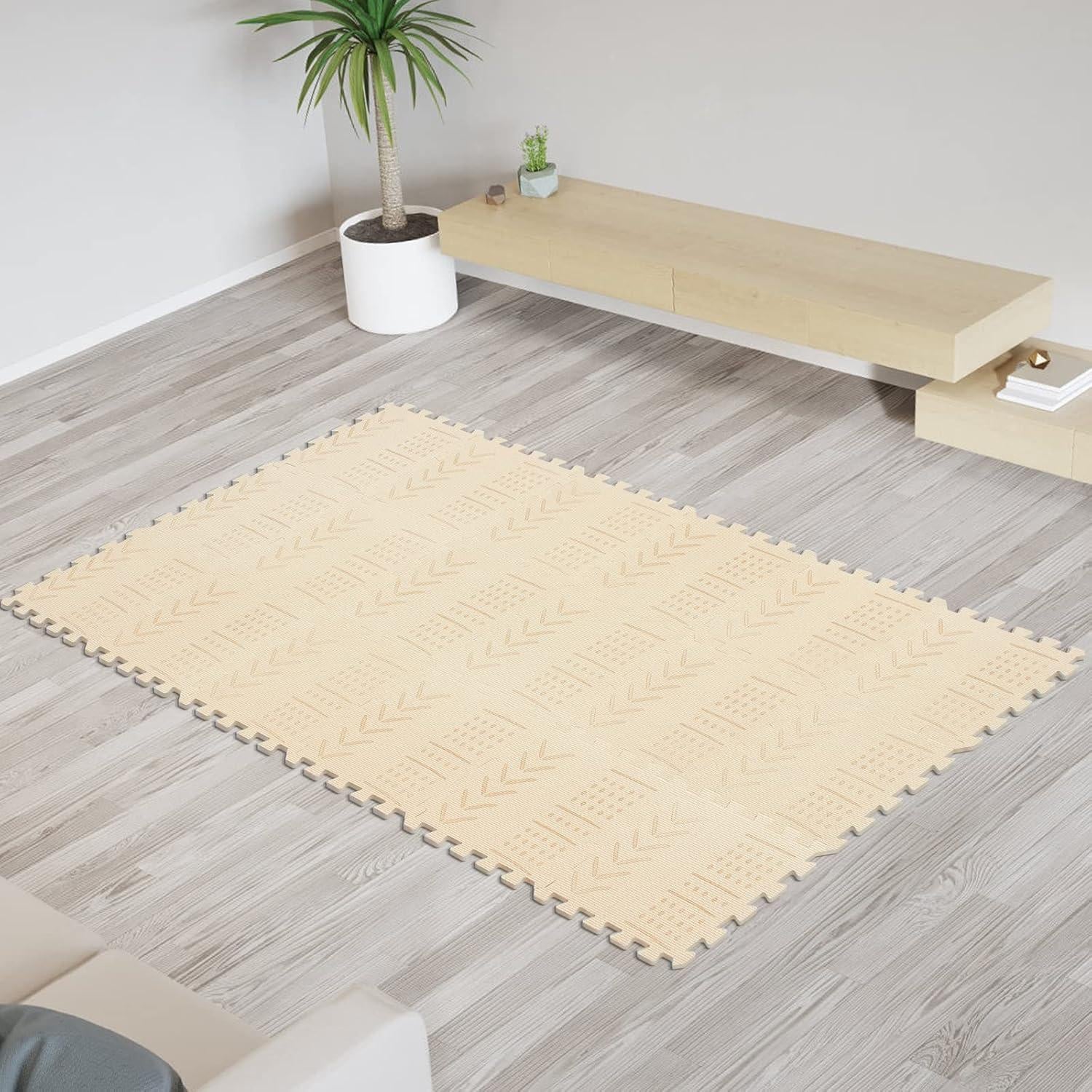 Alfombra de Juego Interconectable qqpp EVA 18 Azulejos Beige