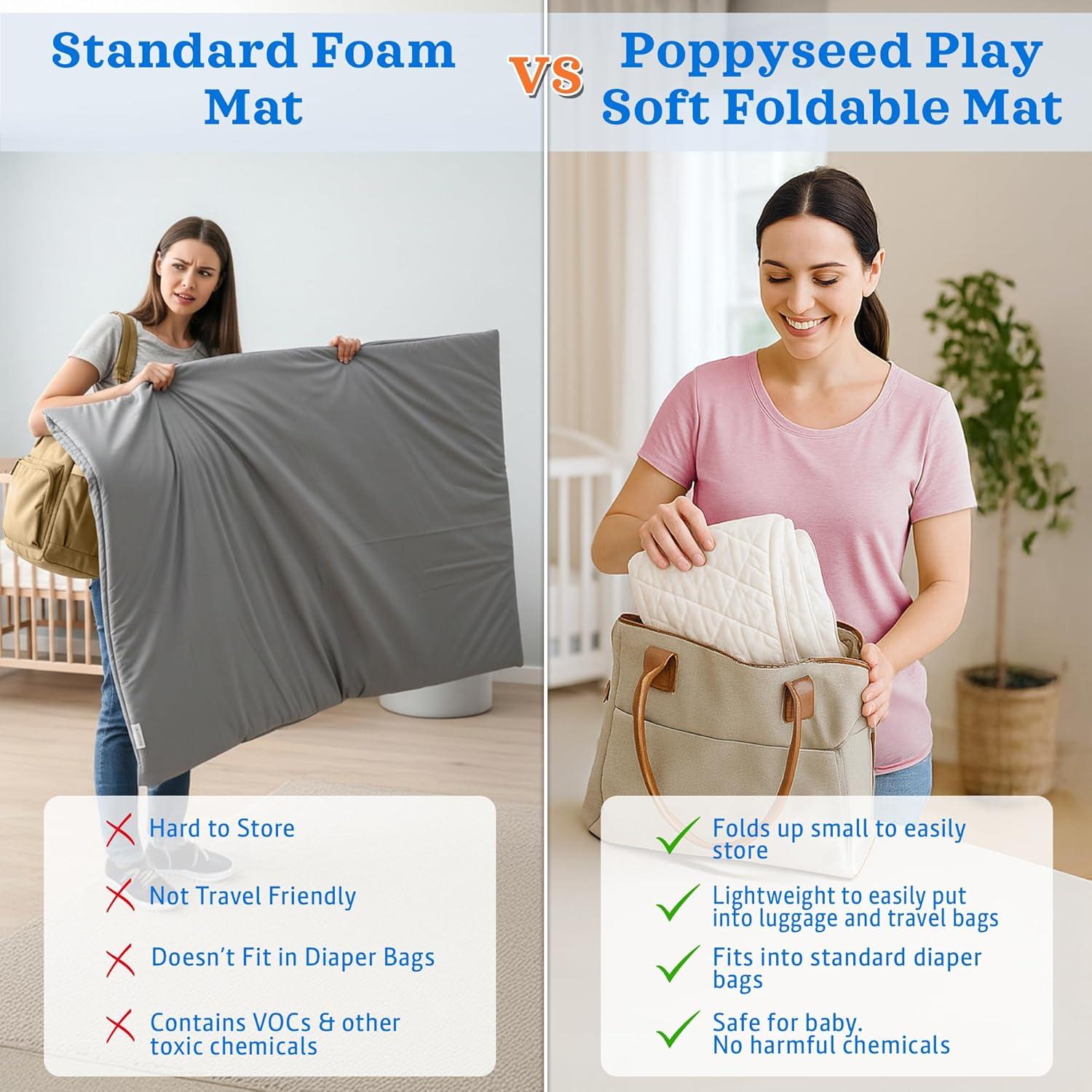 Alfombra de Juego Acolchada Poppyseed 109 cm Lavable para Bebés