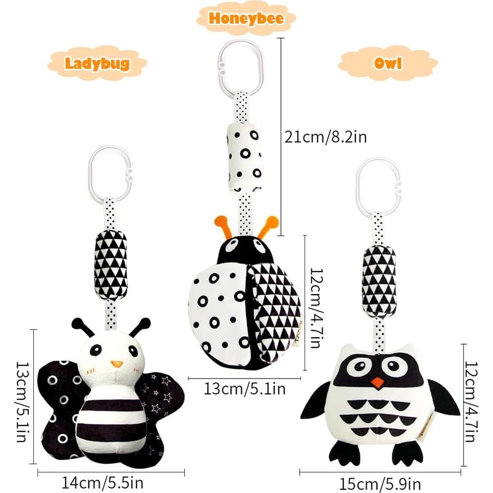 Juguetes Colgantes para Bebés KAKIBLIN - 3 Piezas Alto Contraste