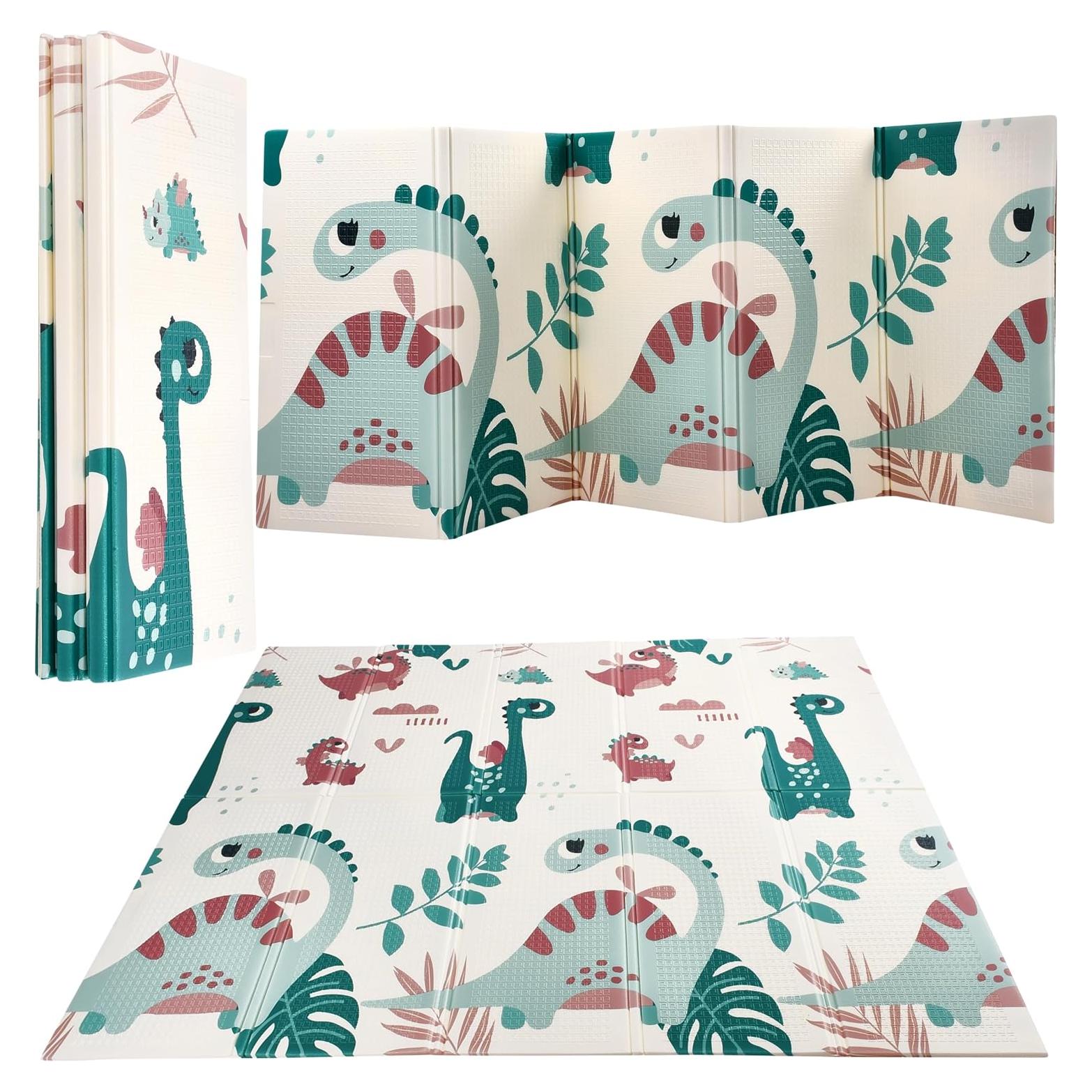 Alfombra de Juego Reversible para Bebés 198x132 cm Dinosaurios