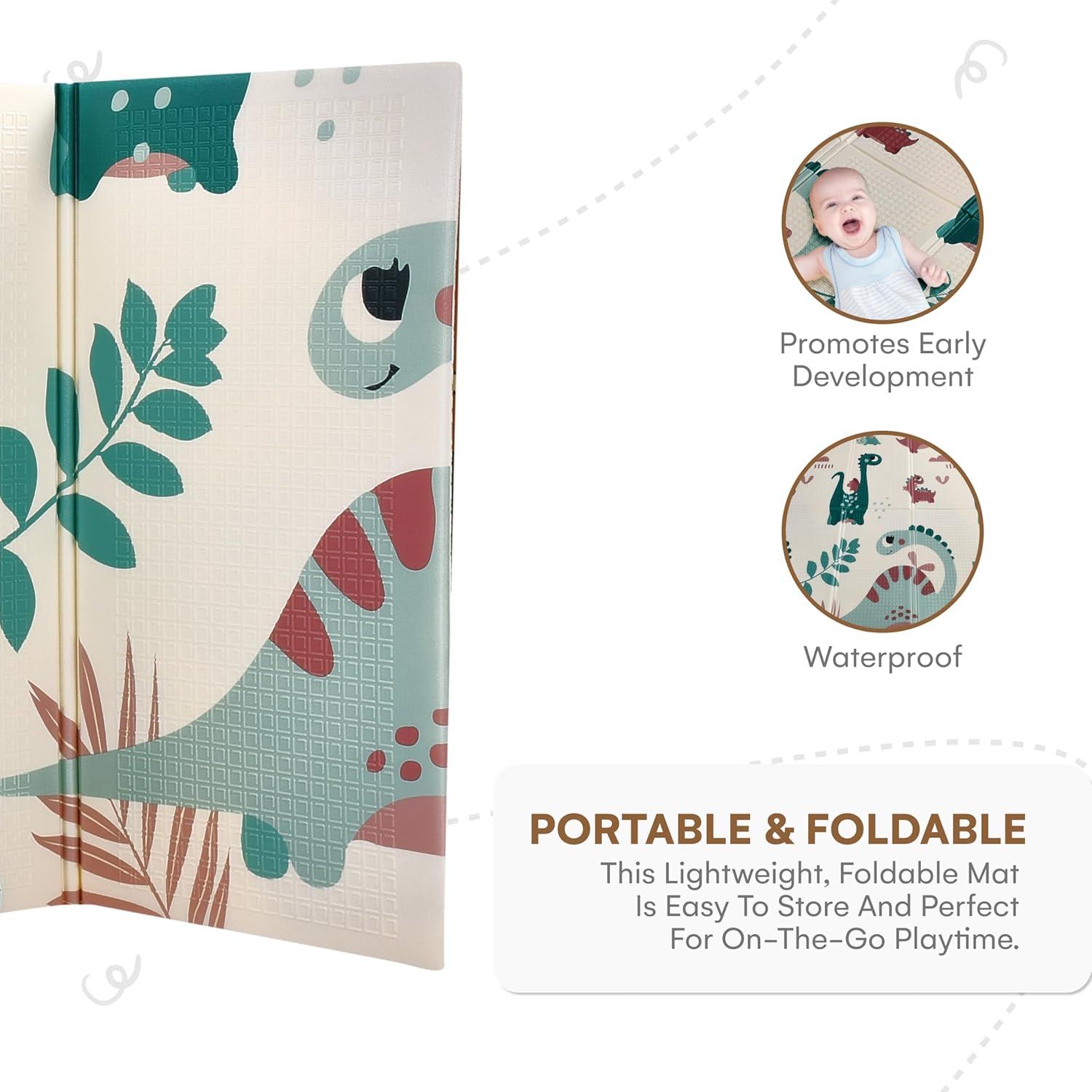 Alfombra de Juego Reversible para Bebés 198x132 cm Dinosaurios