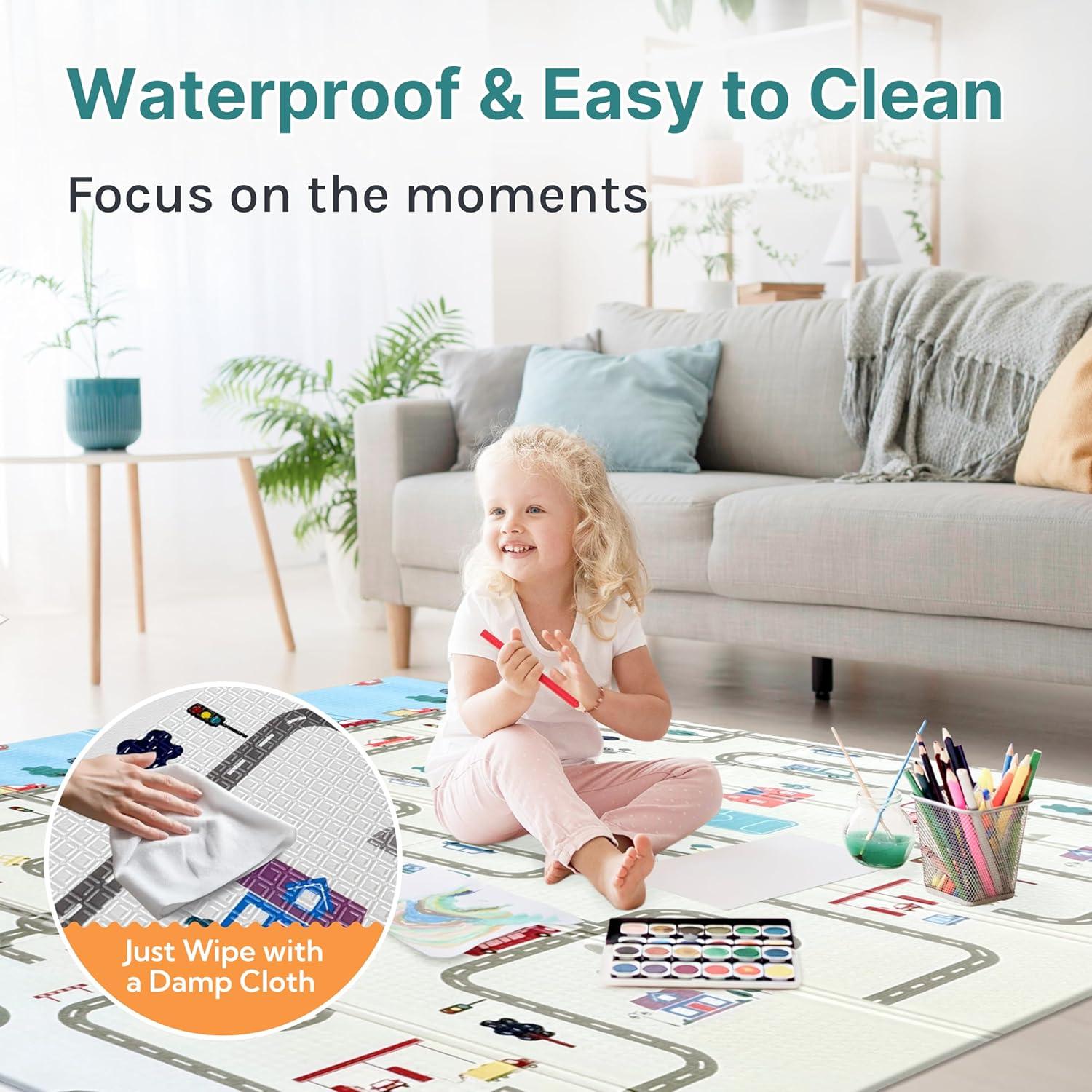 Alfombra de Juego Plegable para Bebés 200x180cm No Tóxica
