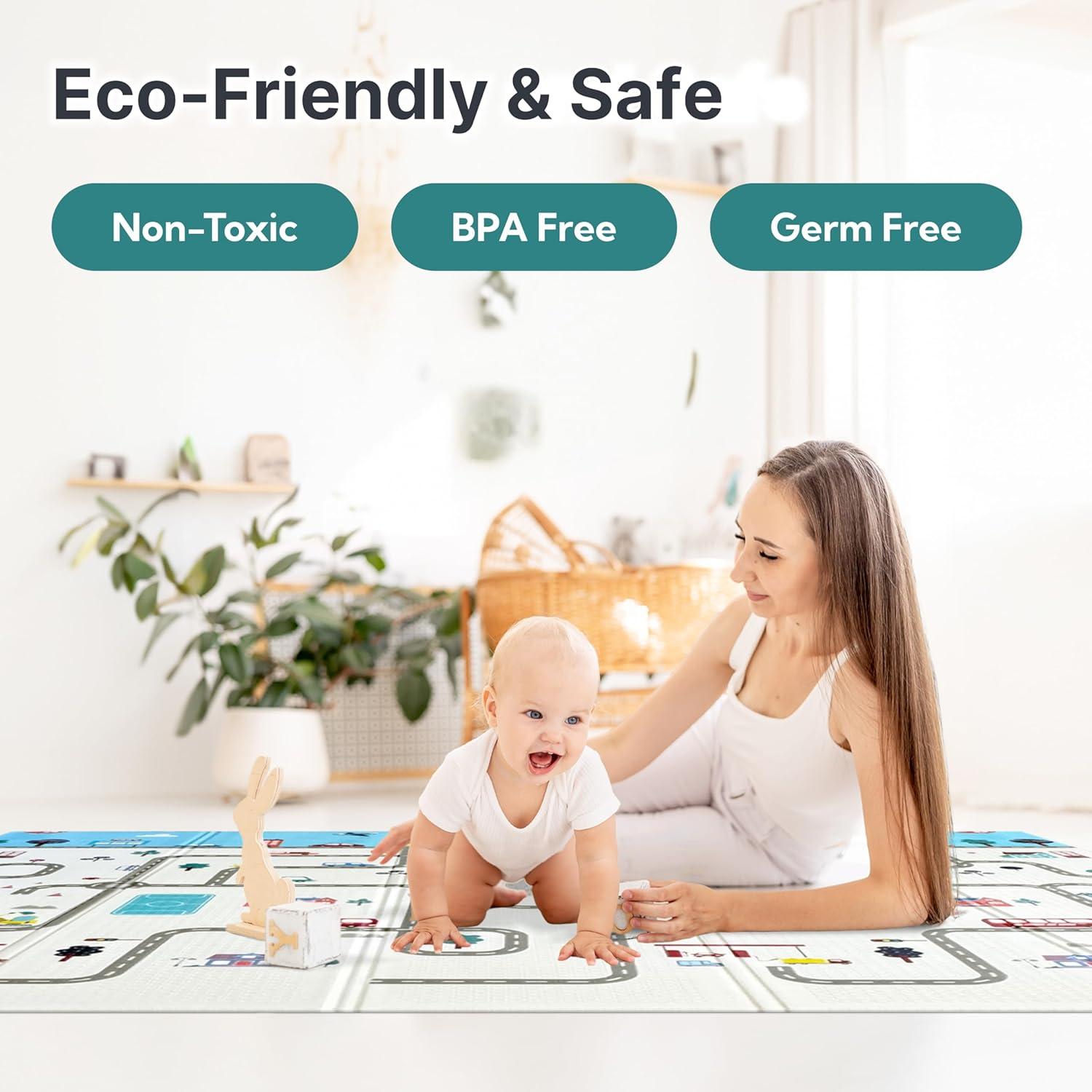 Alfombra de Juego Plegable para Bebés 200x180cm No Tóxica