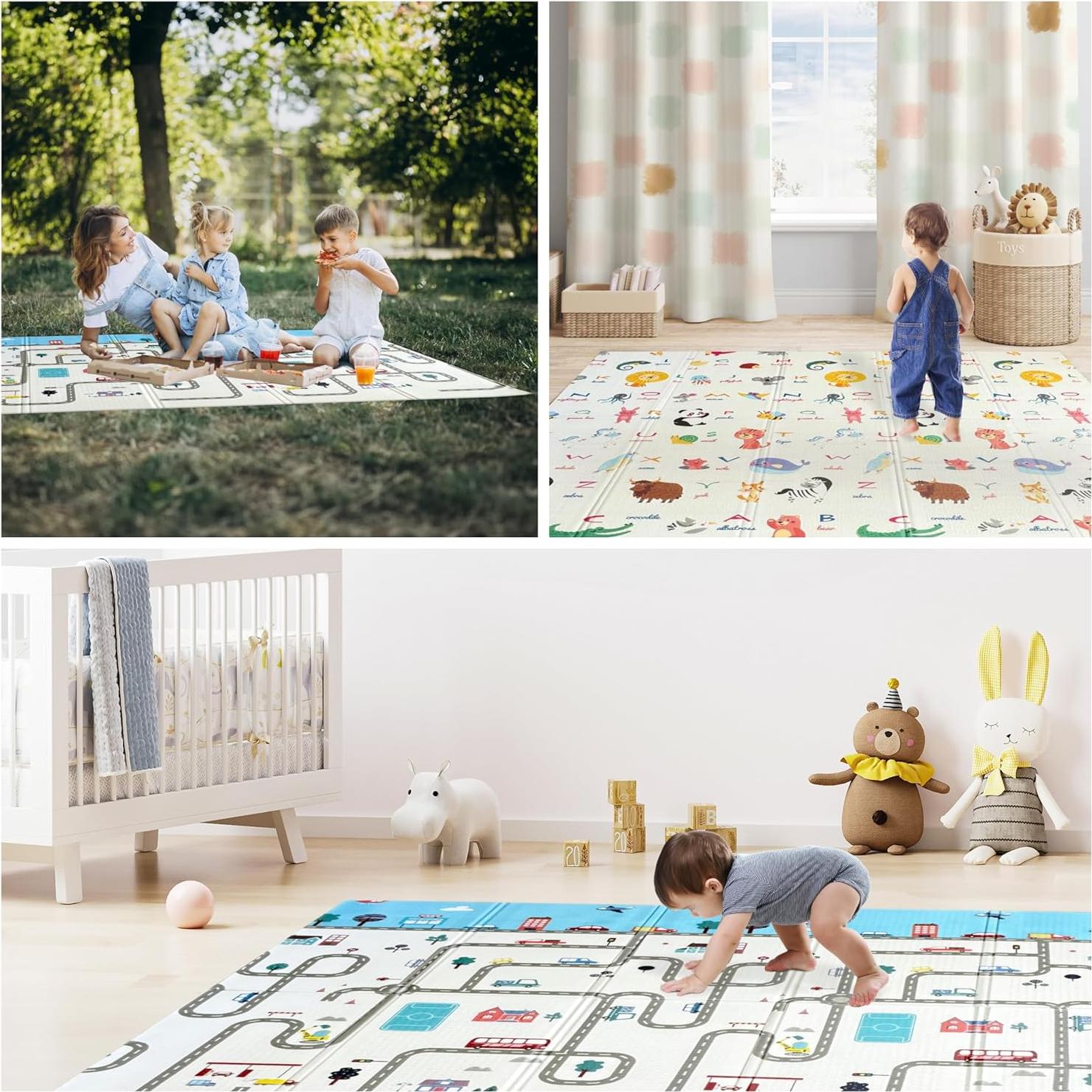 Alfombra de Juego Plegable para Bebés 200x180cm No Tóxica