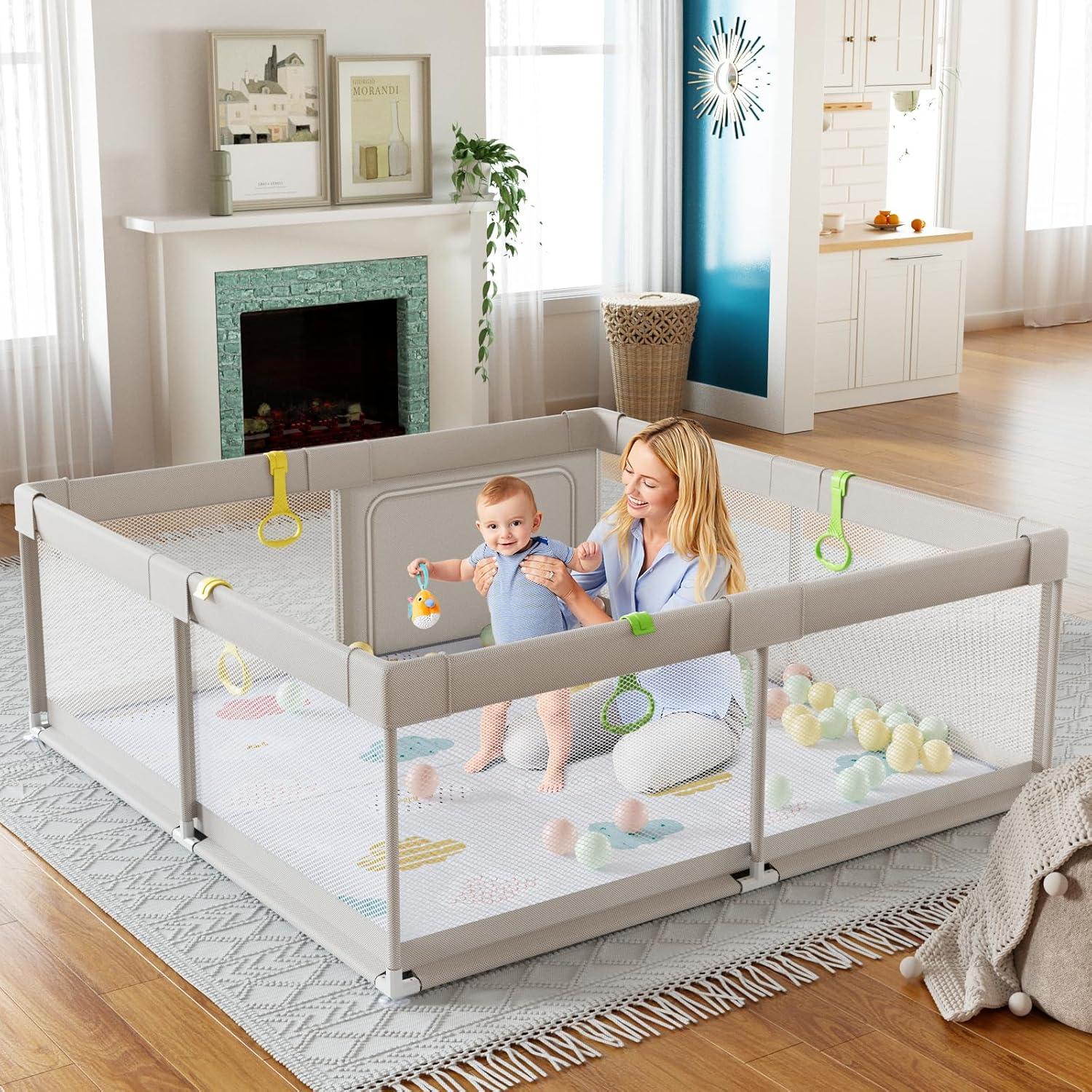 Parque Infantil 150x150cm con Alfombra y Cerca para Bebés