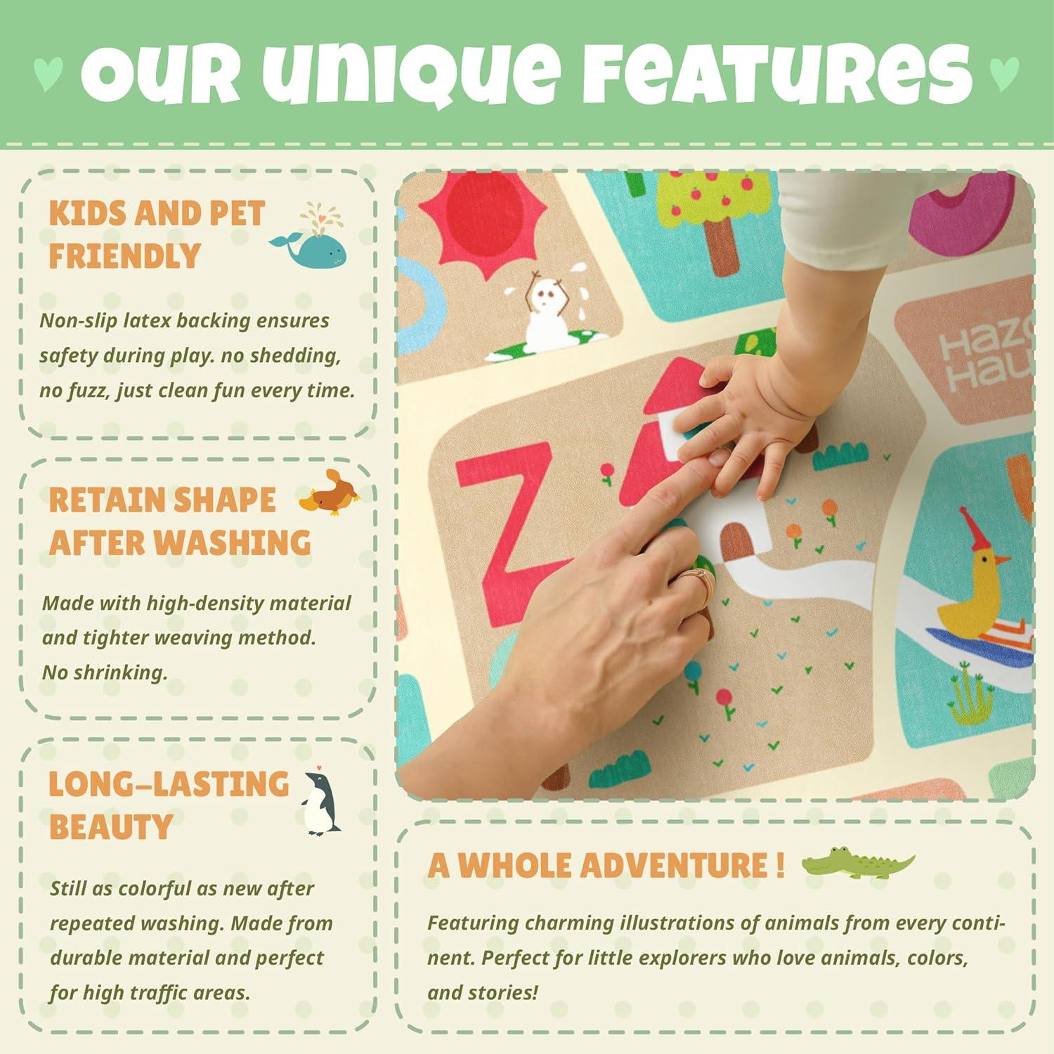 Alfombra Educativa Hazo Haus 5x7 Mapa del Alfabeto para Niños