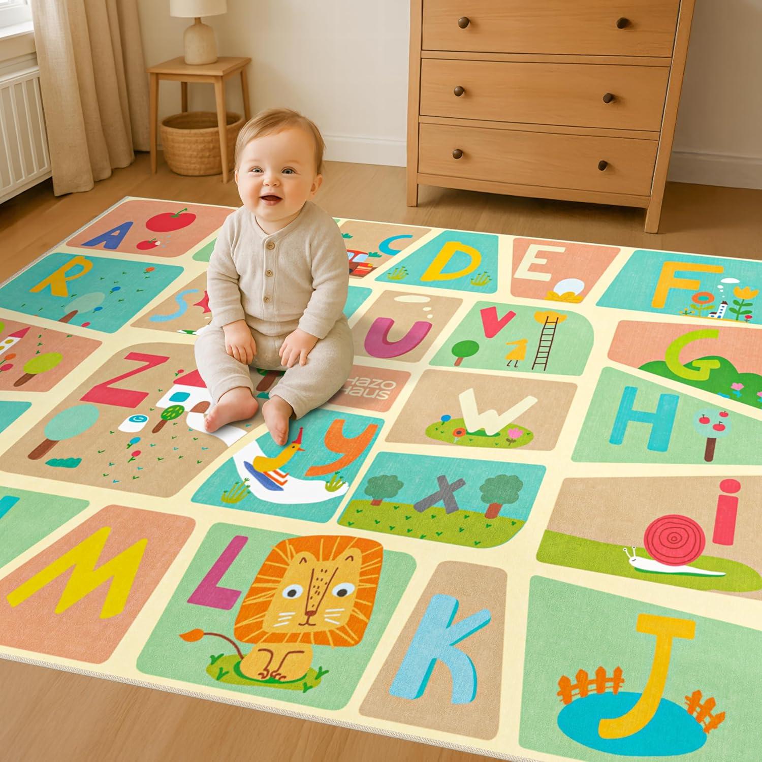 Alfombra Educativa Hazo Haus 5x7 Mapa del Alfabeto para Niños
