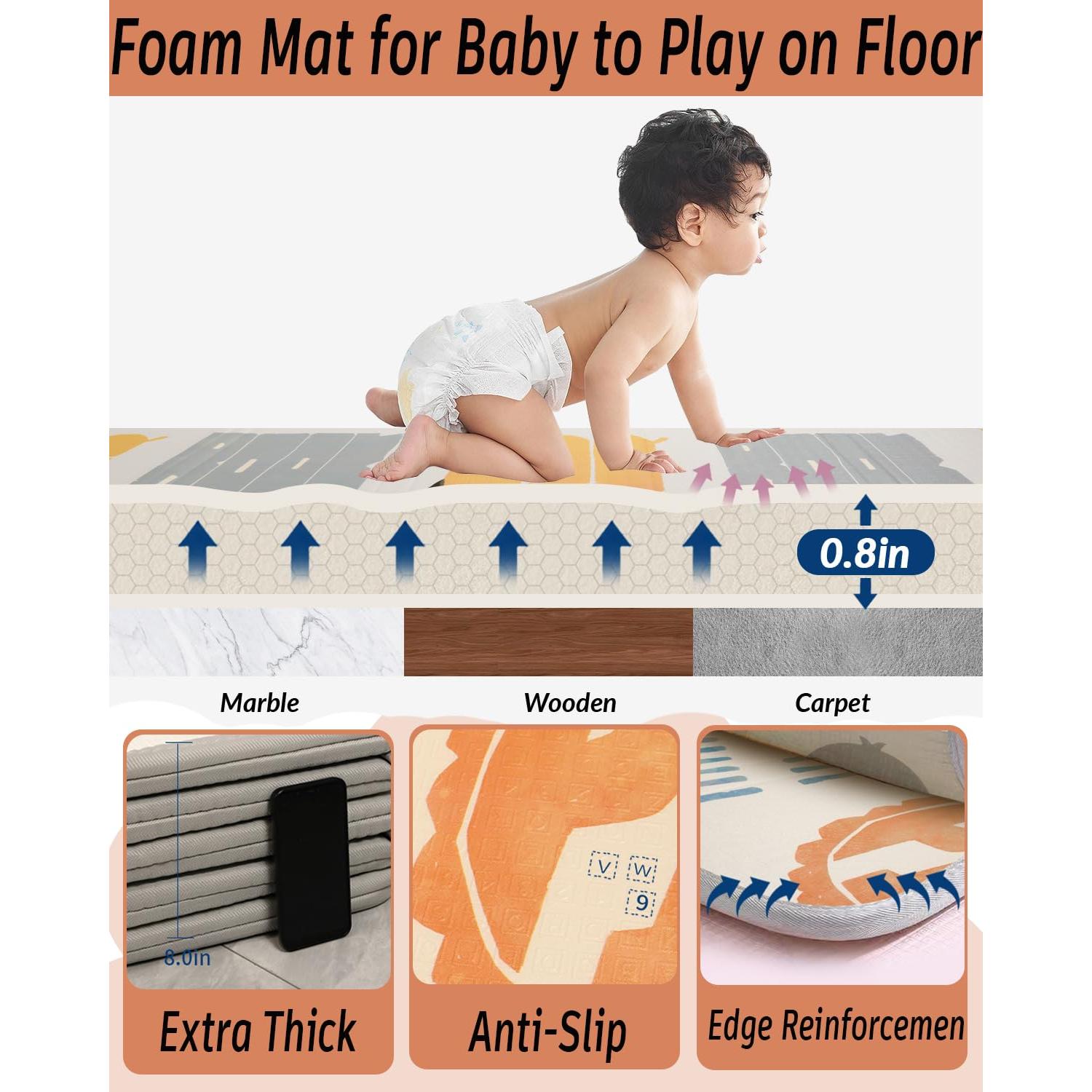 Alfombra de Juego Grande para Bebés 200x180 cm XPE Antideslizante