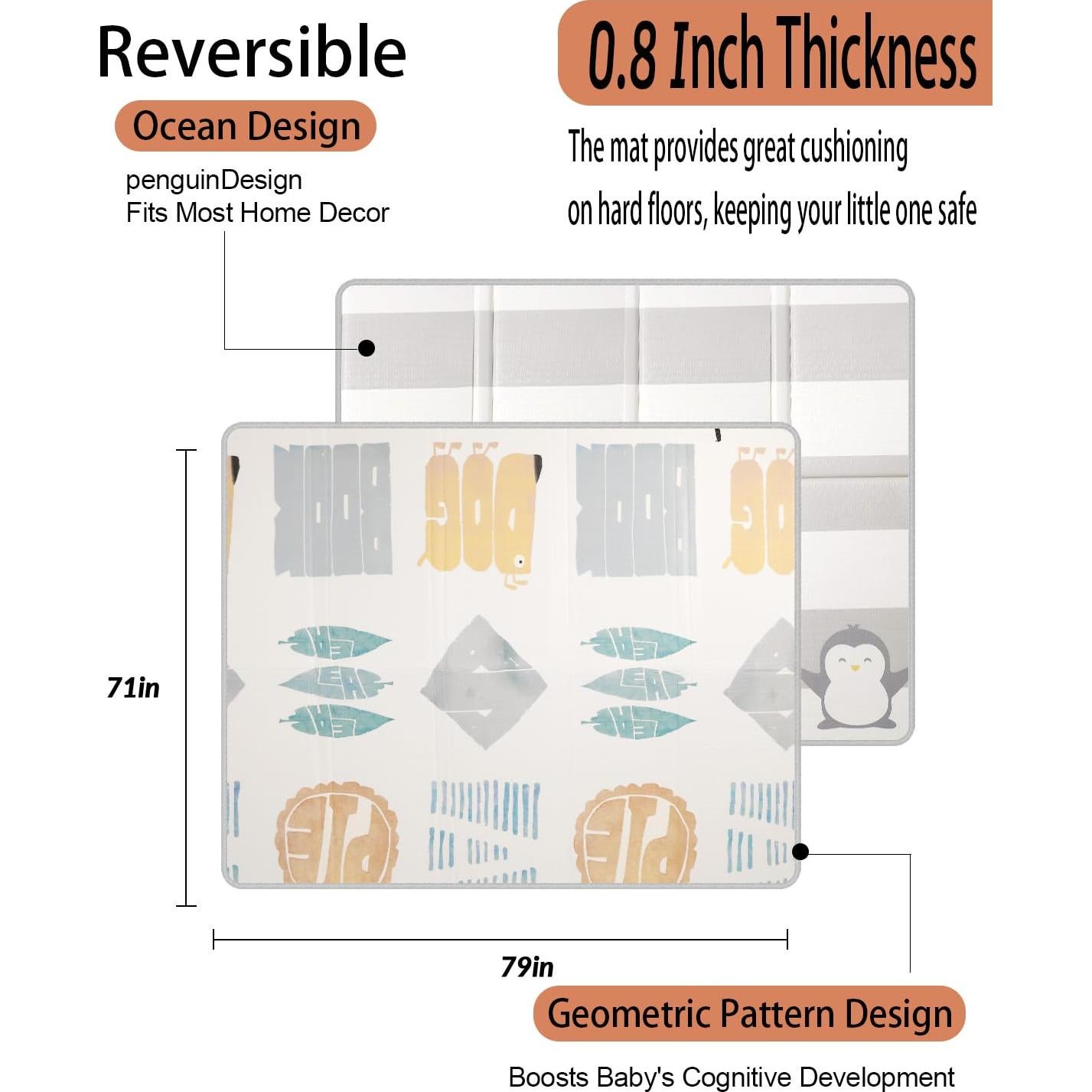 Alfombra de Juego Grande para Bebés 200x180 cm XPE Antideslizante