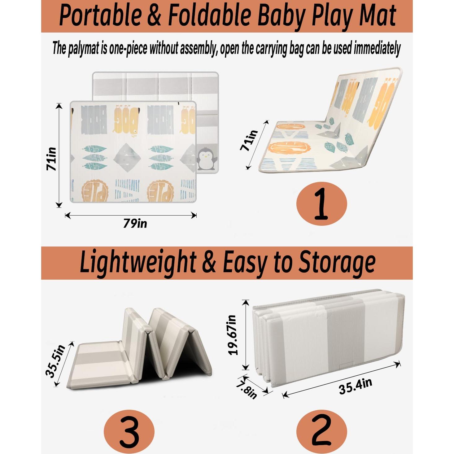 Alfombra de Juego Grande para Bebés 200x180 cm XPE Antideslizante