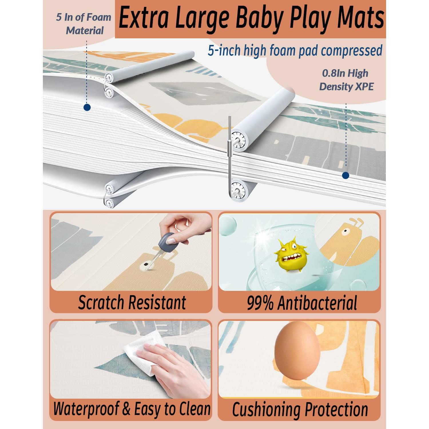 Alfombra de Juego Grande para Bebés 200x180 cm XPE Antideslizante