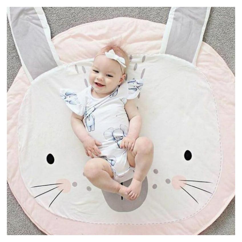 Alfombra de Juego Redonda Poowe Conejo Rosa 85 cm Algodón