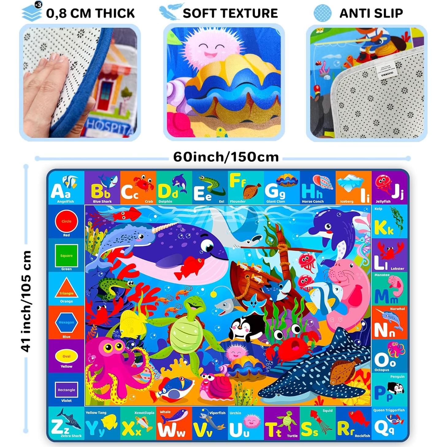 Manta de Juego para Bebés QUOKKA 150x112 cm + Libro Montessori