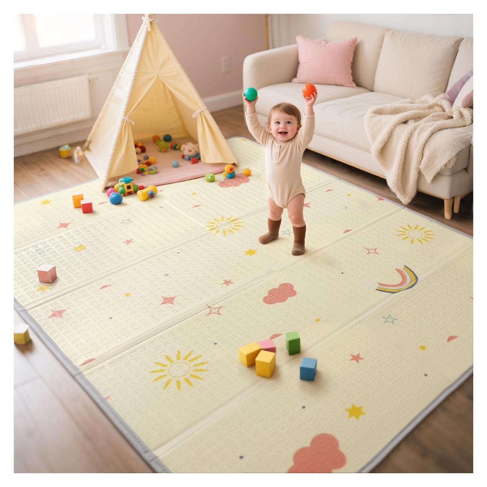 Alfombra de Juego Plegable Reversible XPE 200x180cm Arcoíris